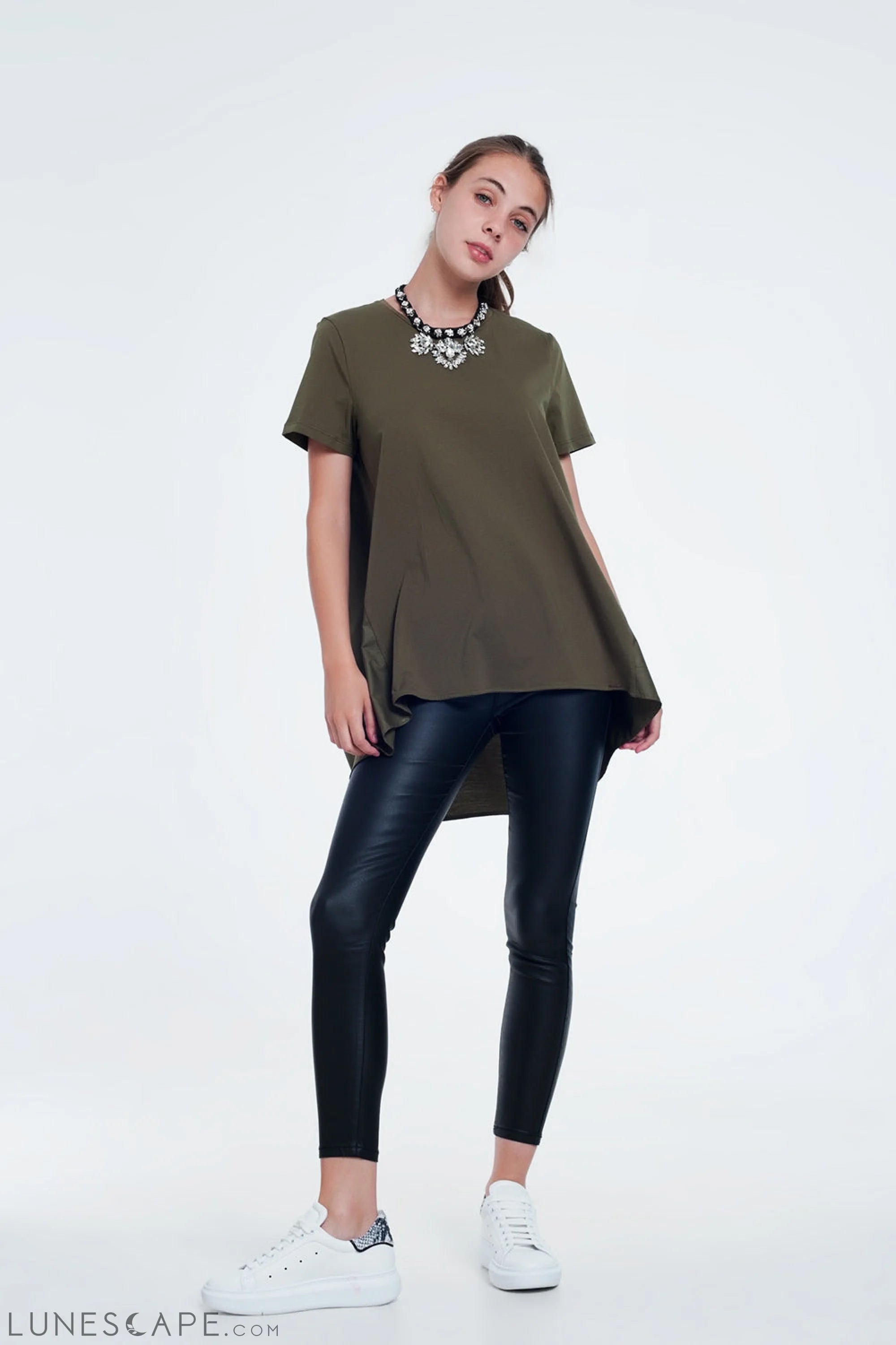 T-Shirt Dress in Khaki LUNESCAPE