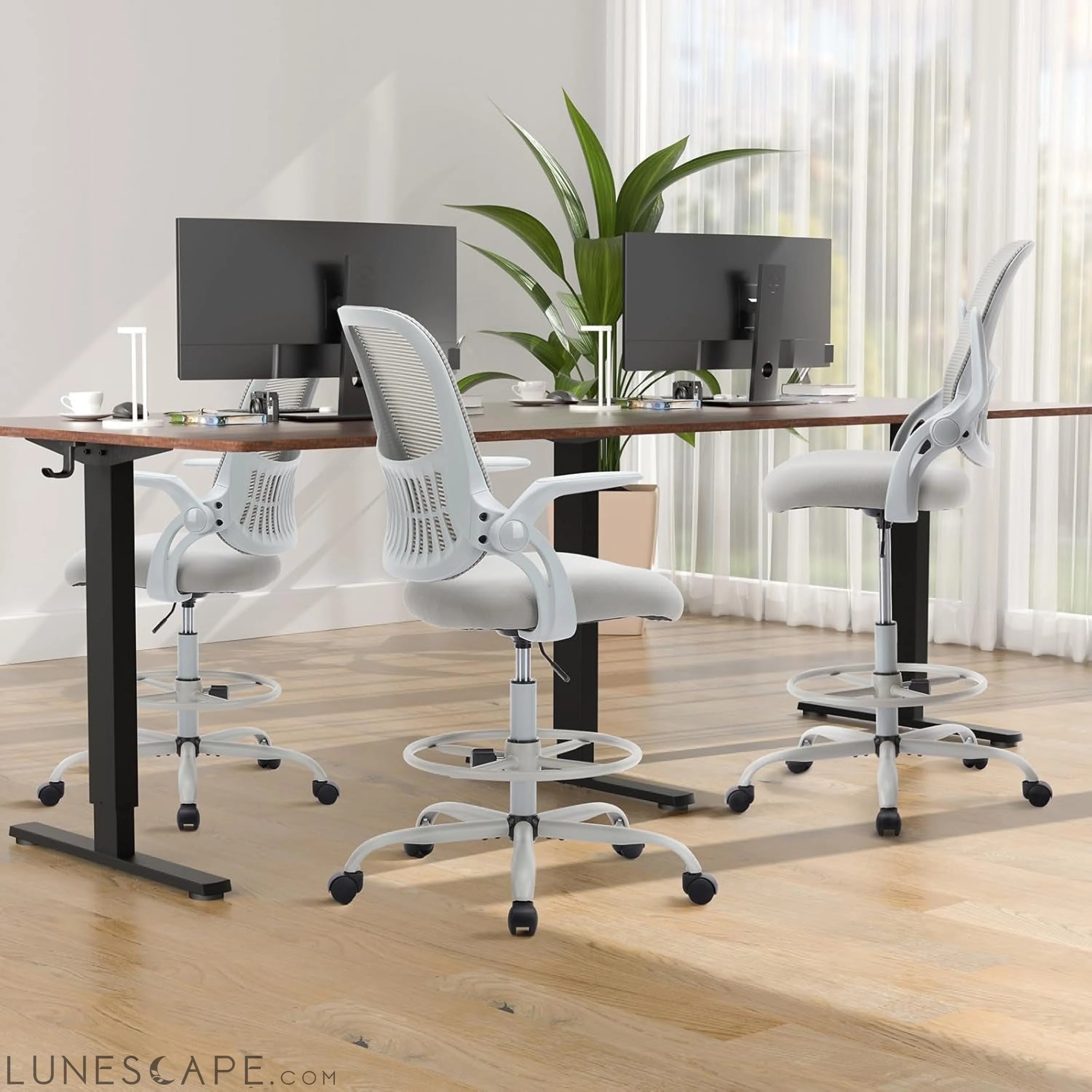 Tall Drafting Desk Chair - Ergonomic High Stool Computer with LUNESCAPE