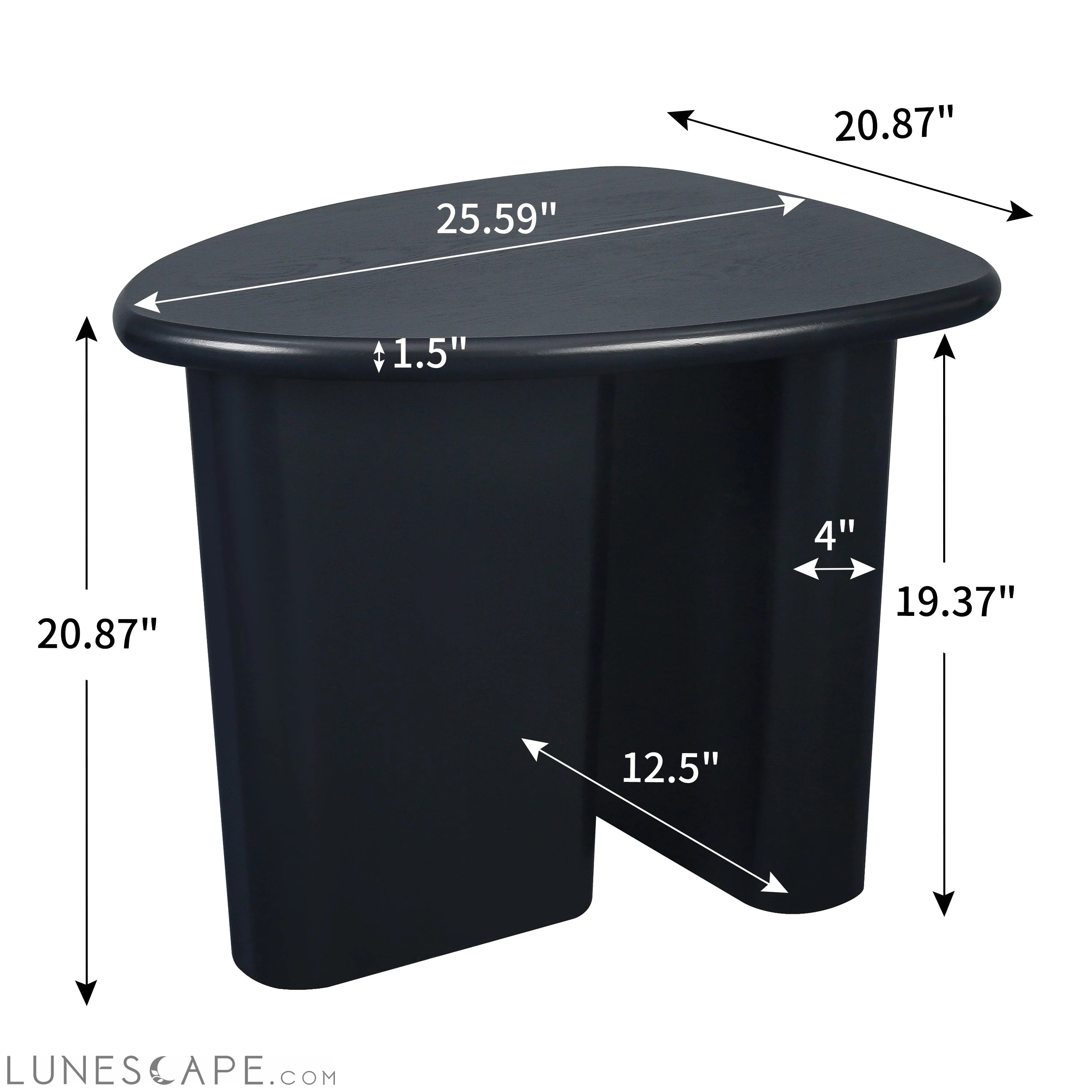 Tapered Tabletop Side Table(BLACK) LUNESCAPE