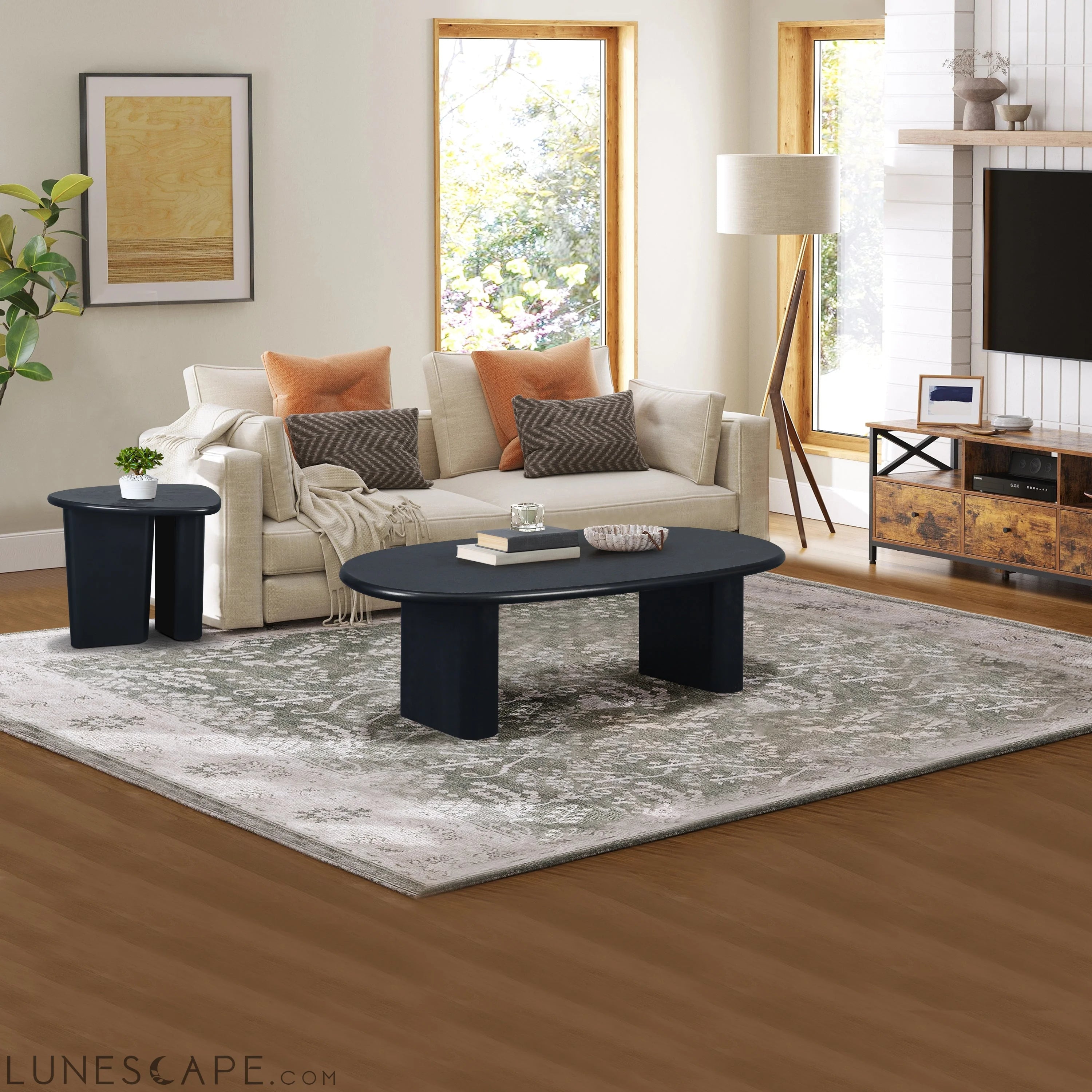 Tapered Tabletop Side Table(BLACK) LUNESCAPE