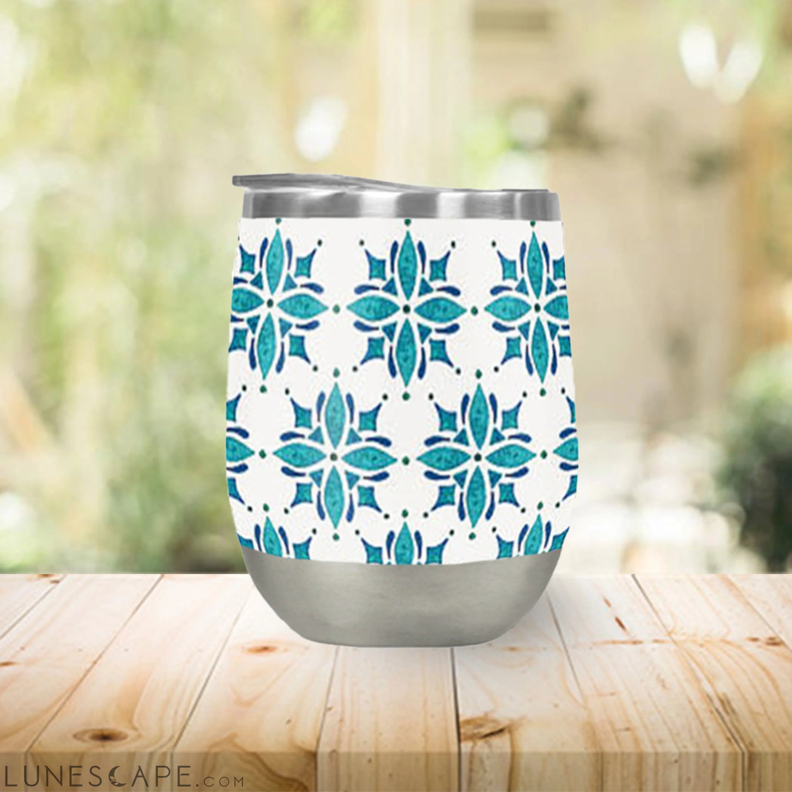 Teal Tile Wine Tumbler LUNESCAPE
