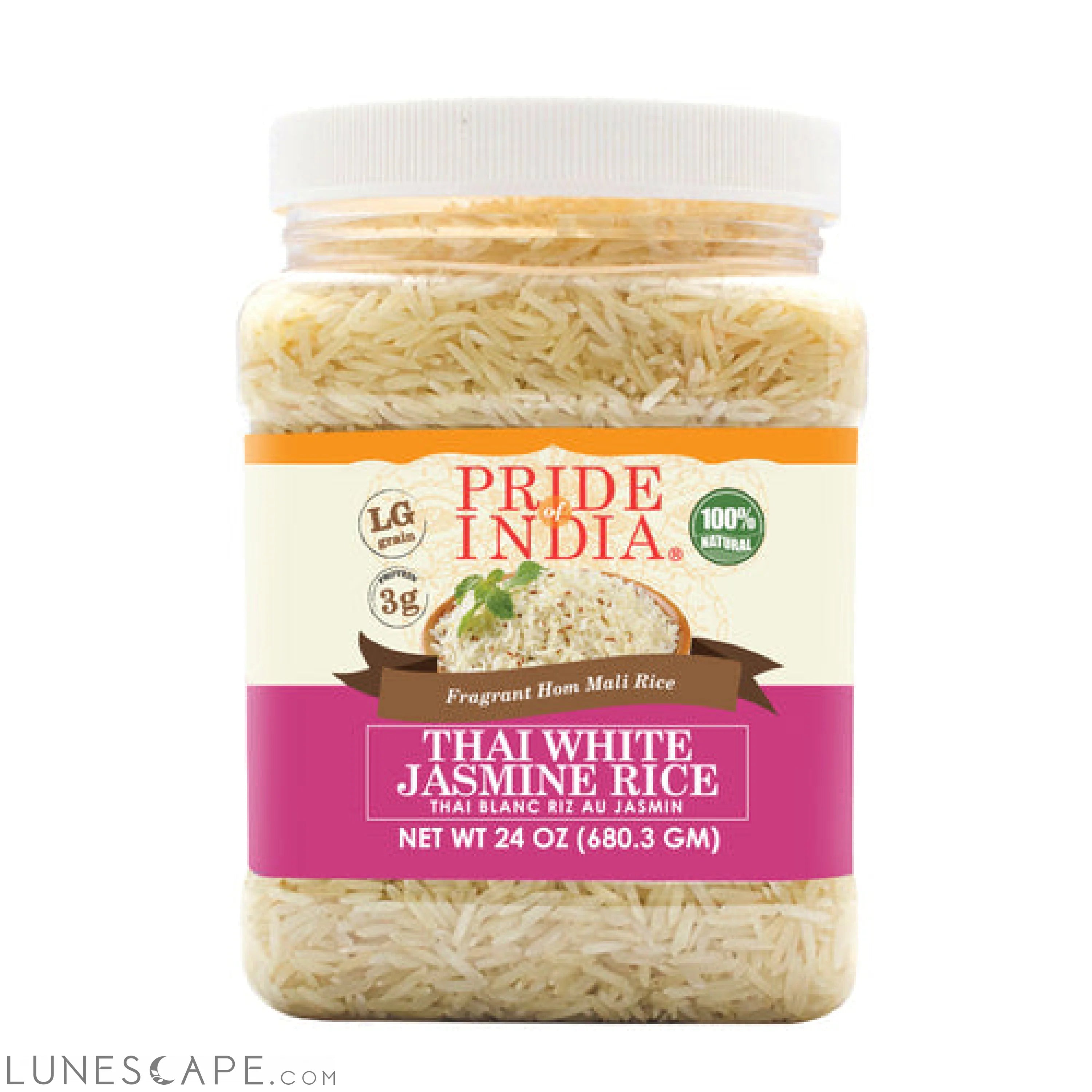 Thai White Jasmine Rice - Hom Mali Fragrant Long Grain Jar LUNESCAPE