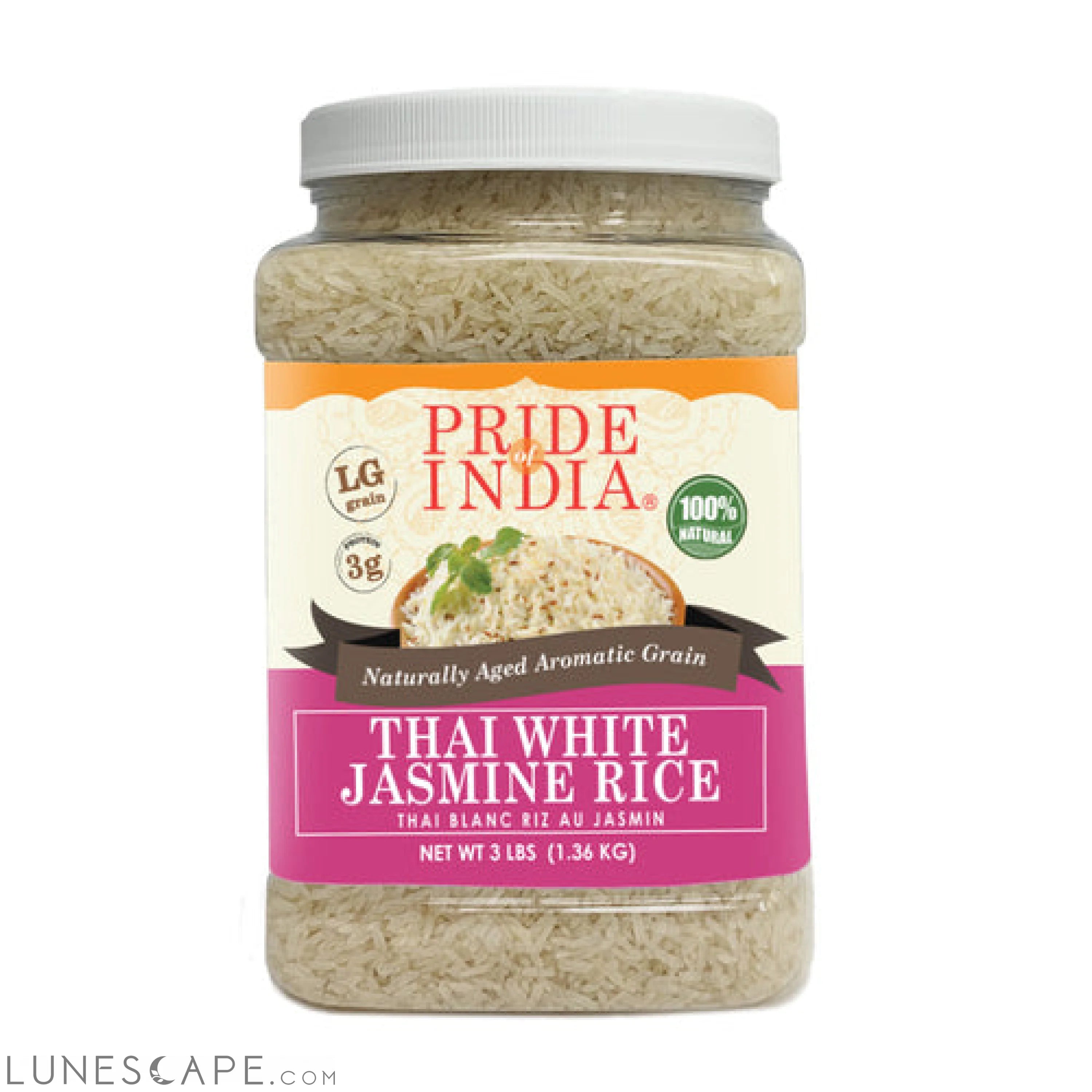 Thai White Jasmine Rice - Hom Mali Fragrant Long Grain Jar LUNESCAPE