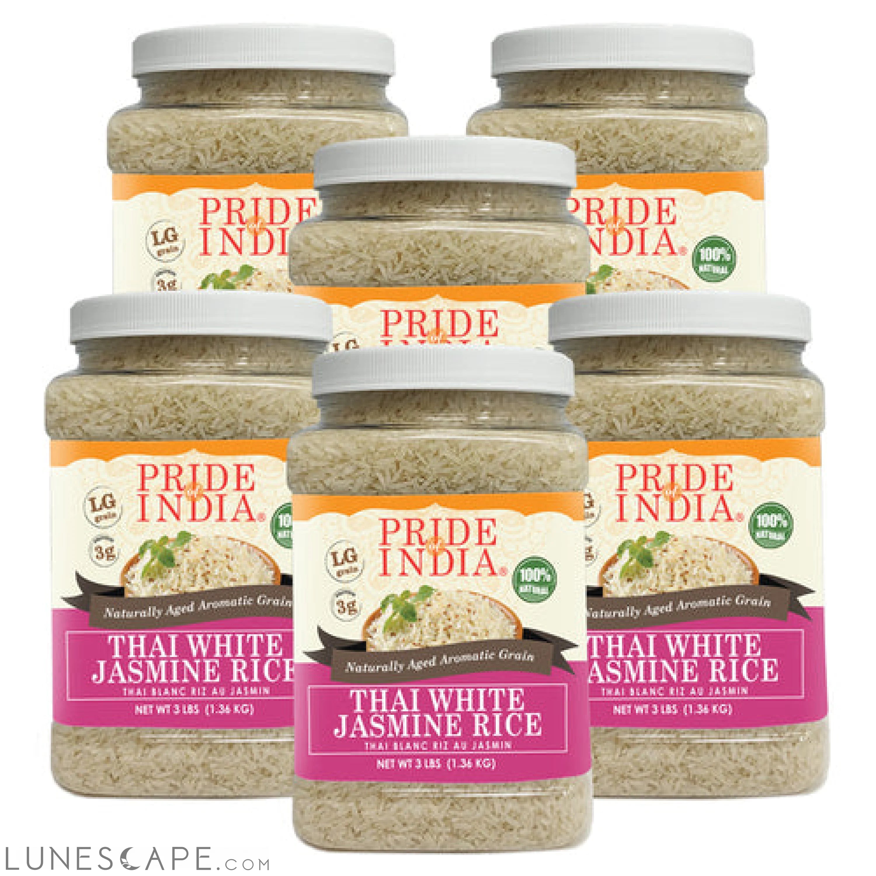Thai White Jasmine Rice - Hom Mali Fragrant Long Grain Jar LUNESCAPE