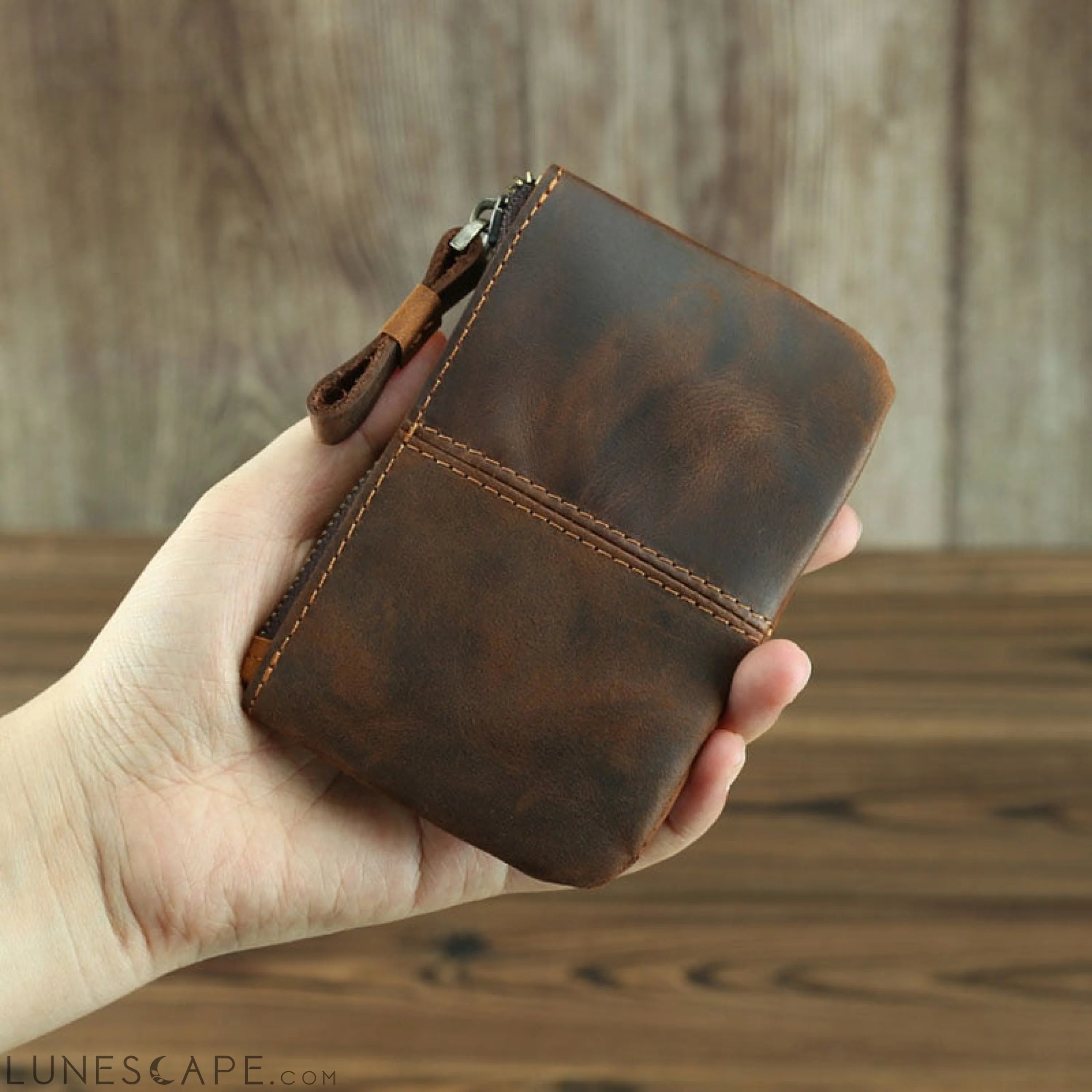 The Cael | Handmade Leather Coin Purse with Zipper LUNESCAPE