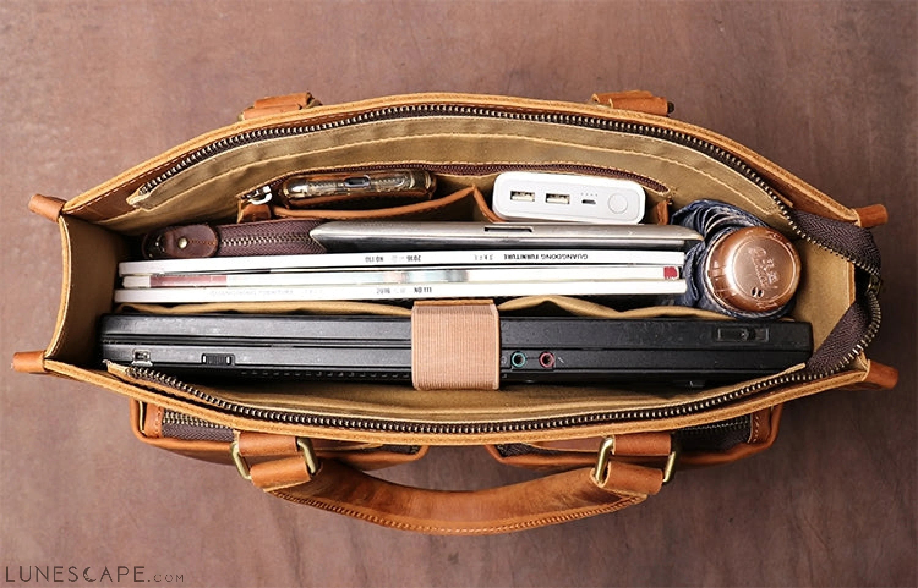 The Dagmar Leather Briefcase | Vintage Leather Messenger Bag LUNESCAPE