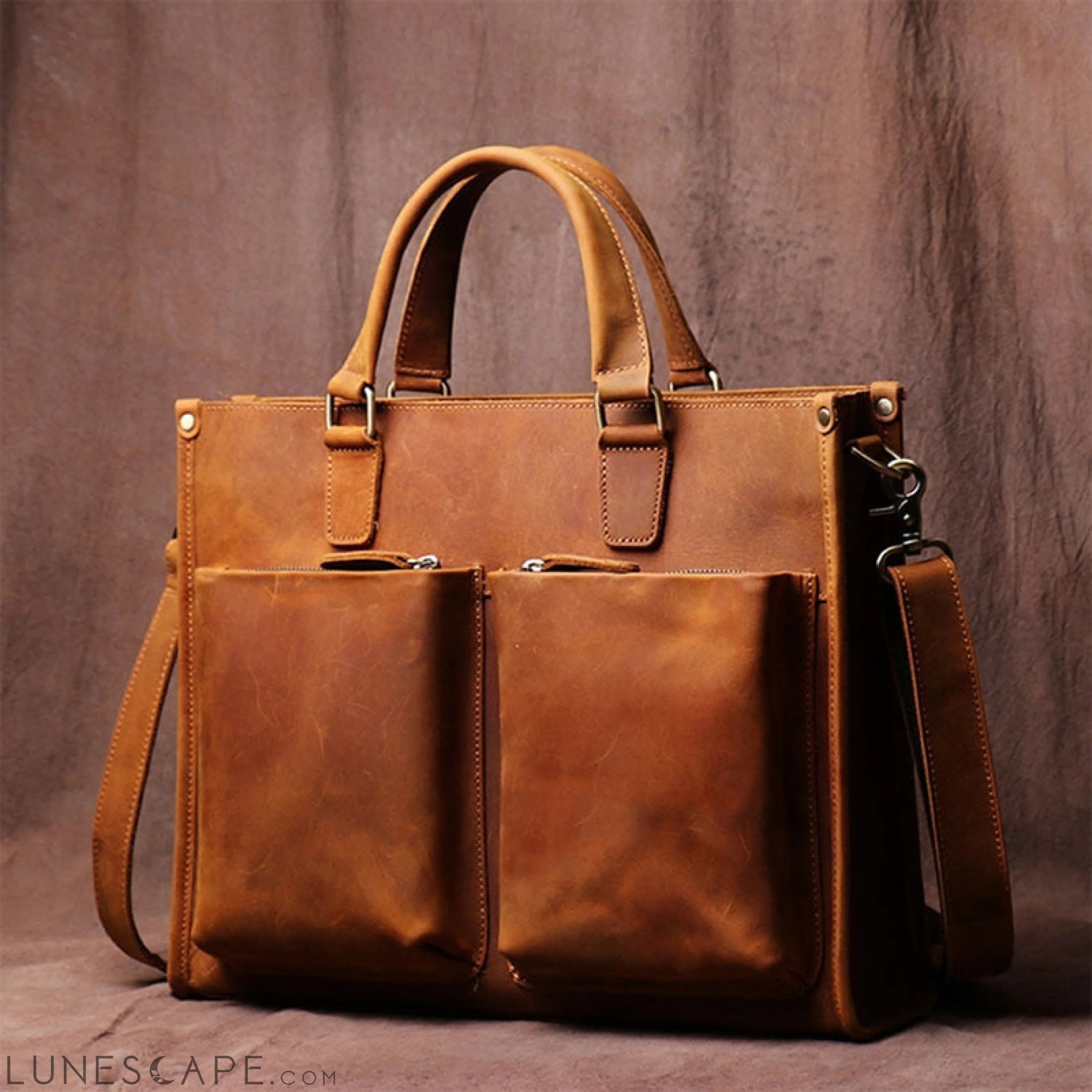 The Dagmar Leather Briefcase | Vintage Leather Messenger Bag LUNESCAPE