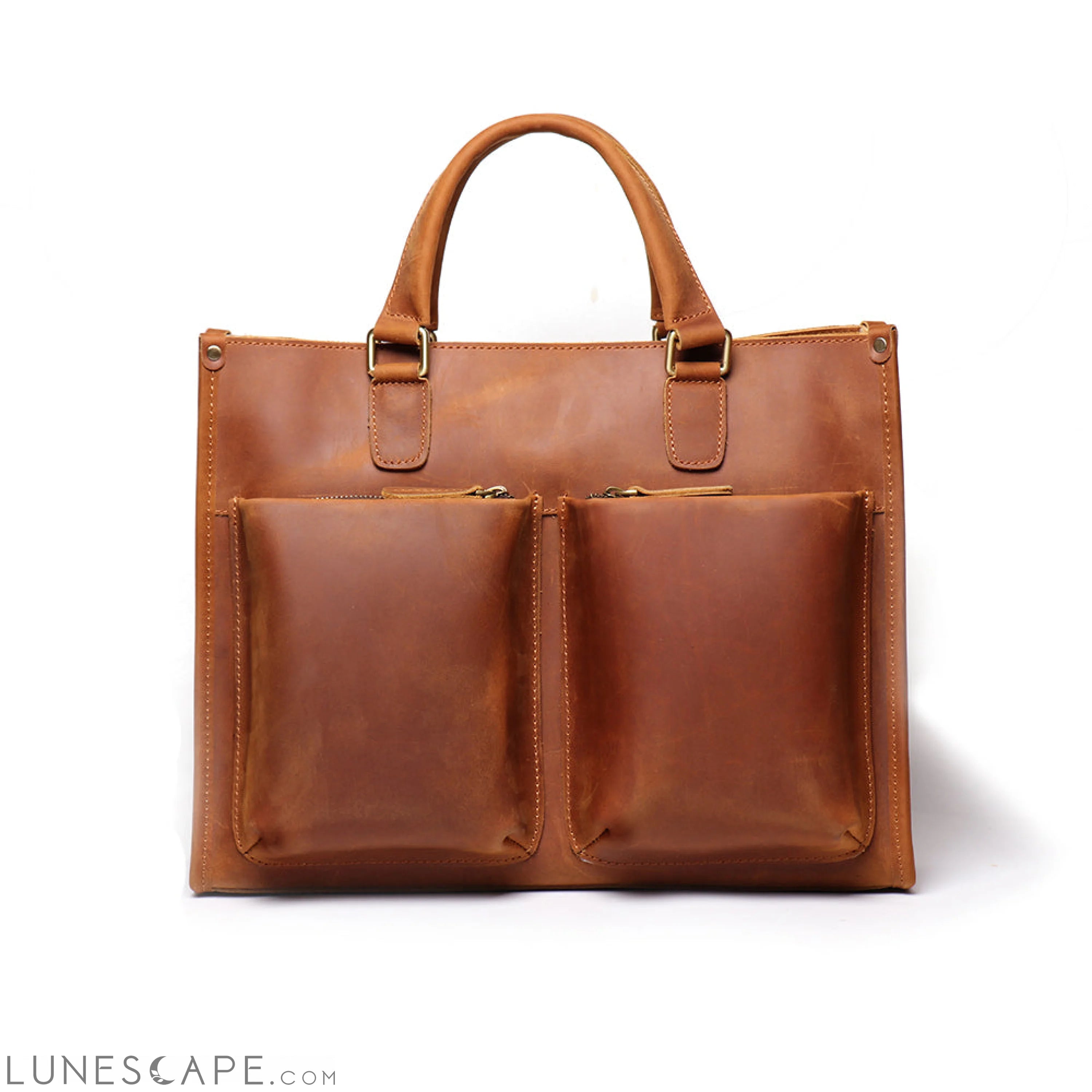 The Dagmar Leather Briefcase | Vintage Leather Messenger Bag LUNESCAPE