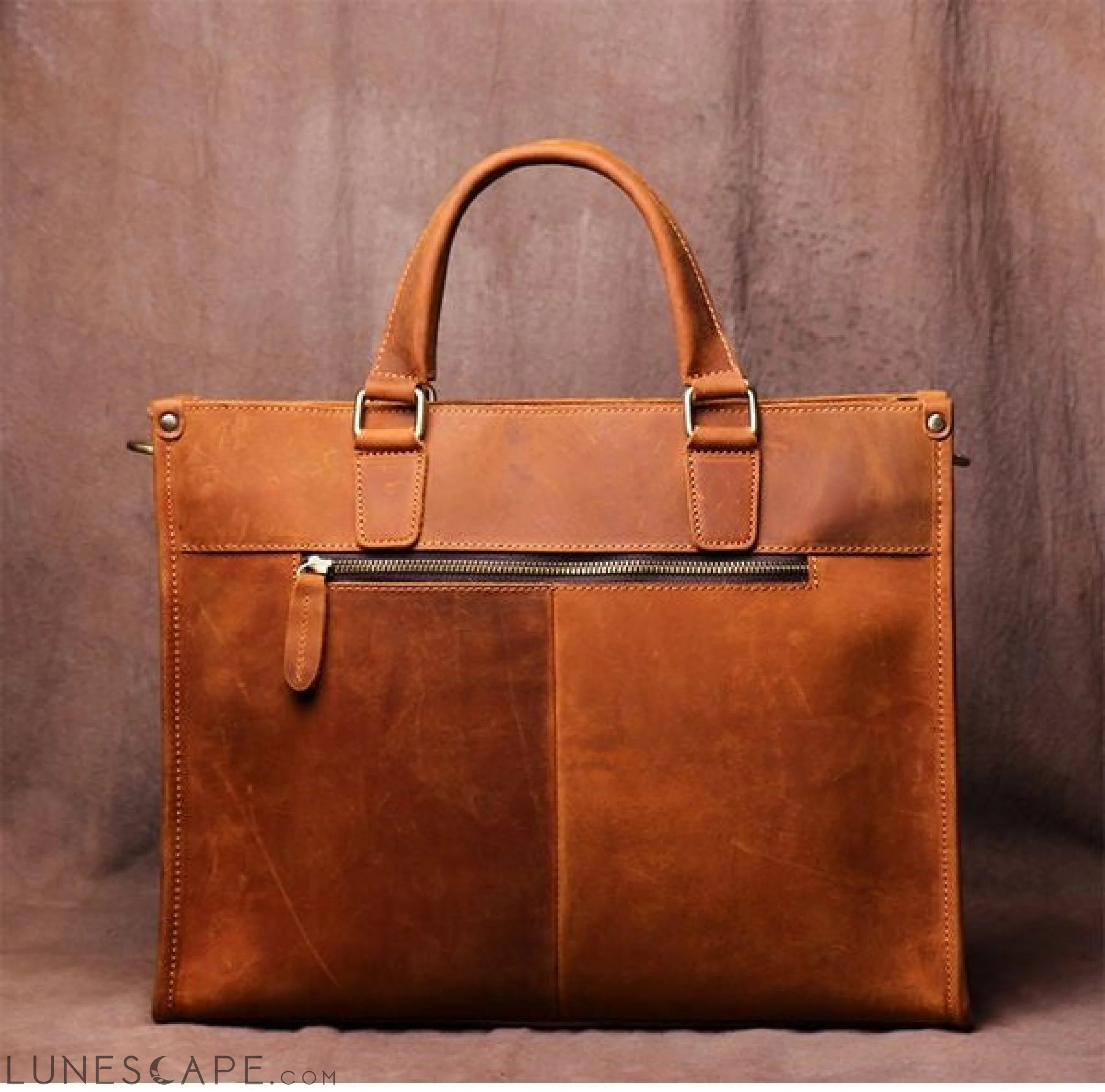 The Dagmar Leather Briefcase | Vintage Leather Messenger Bag LUNESCAPE