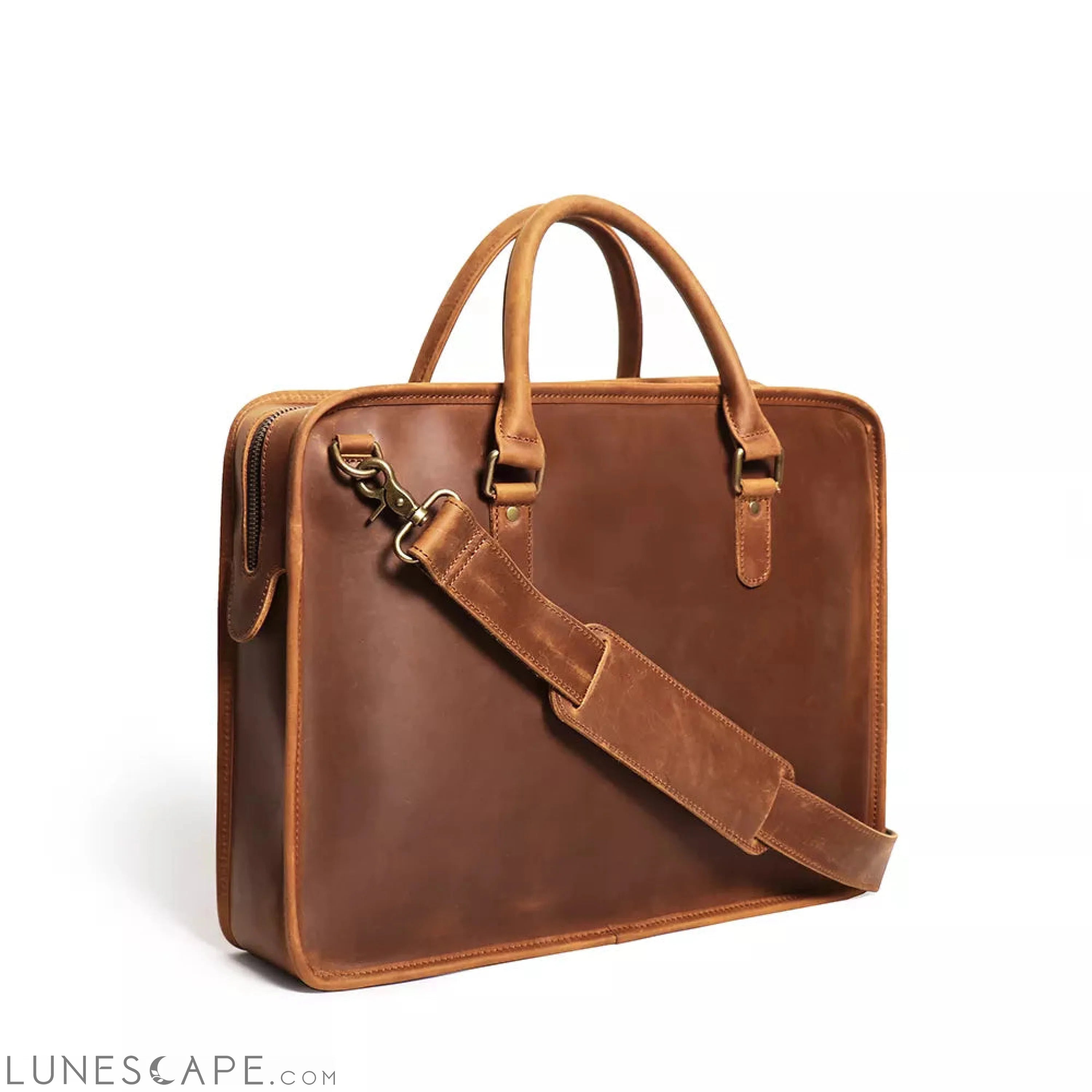 The Hemming Leather Laptop Bag | Vintage Leather Briefcase LUNESCAPE