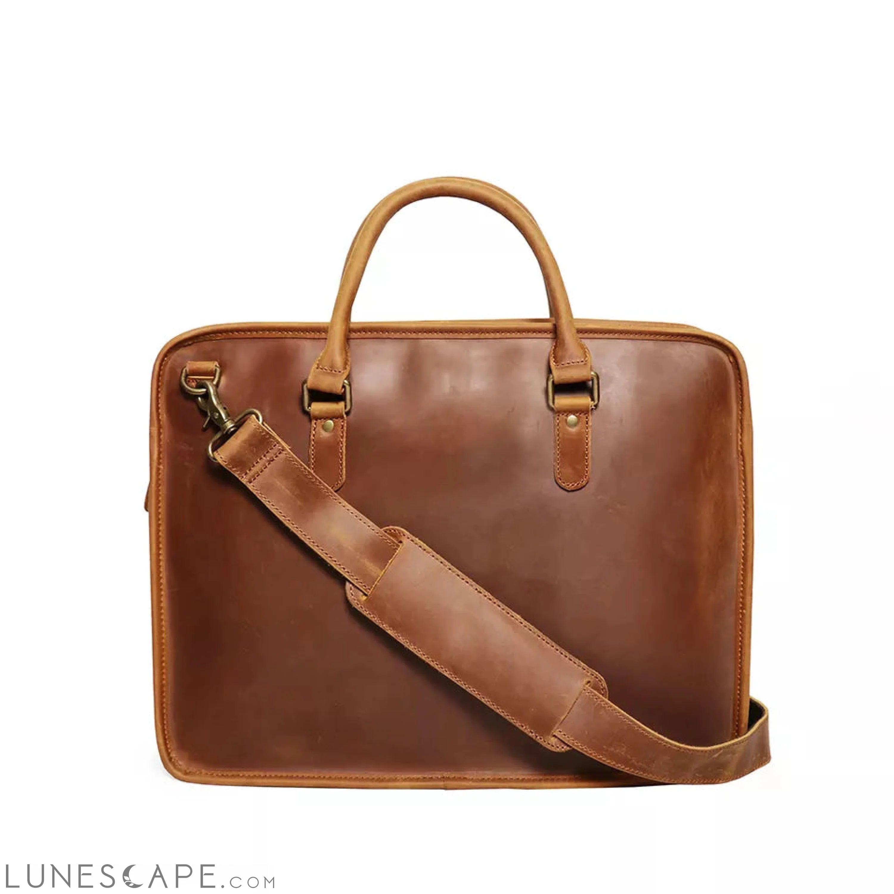 The Hemming Leather Laptop Bag | Vintage Leather Briefcase LUNESCAPE