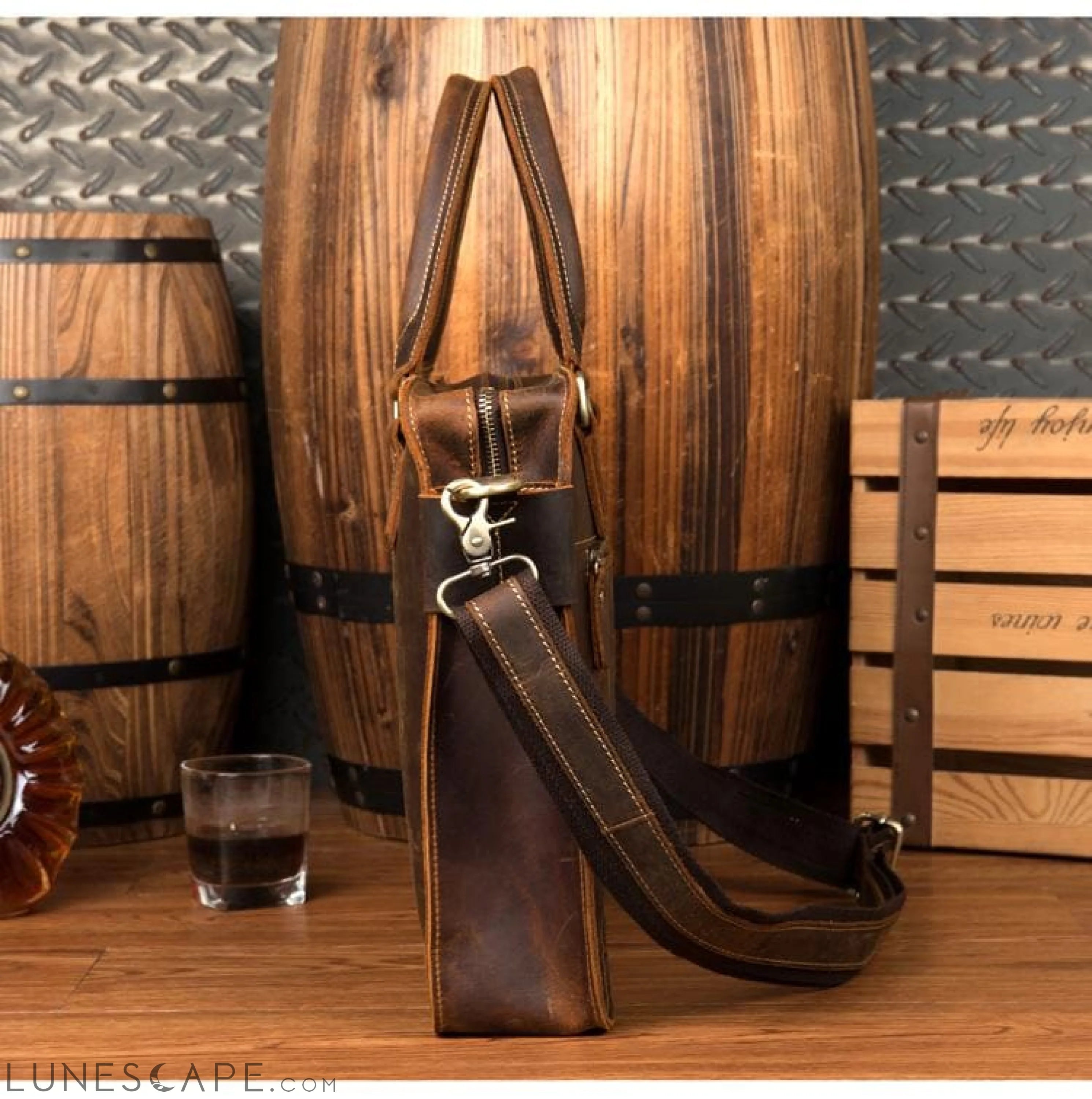 The Viggo Briefcase | Genuine Leather Messenger Bag LUNESCAPE