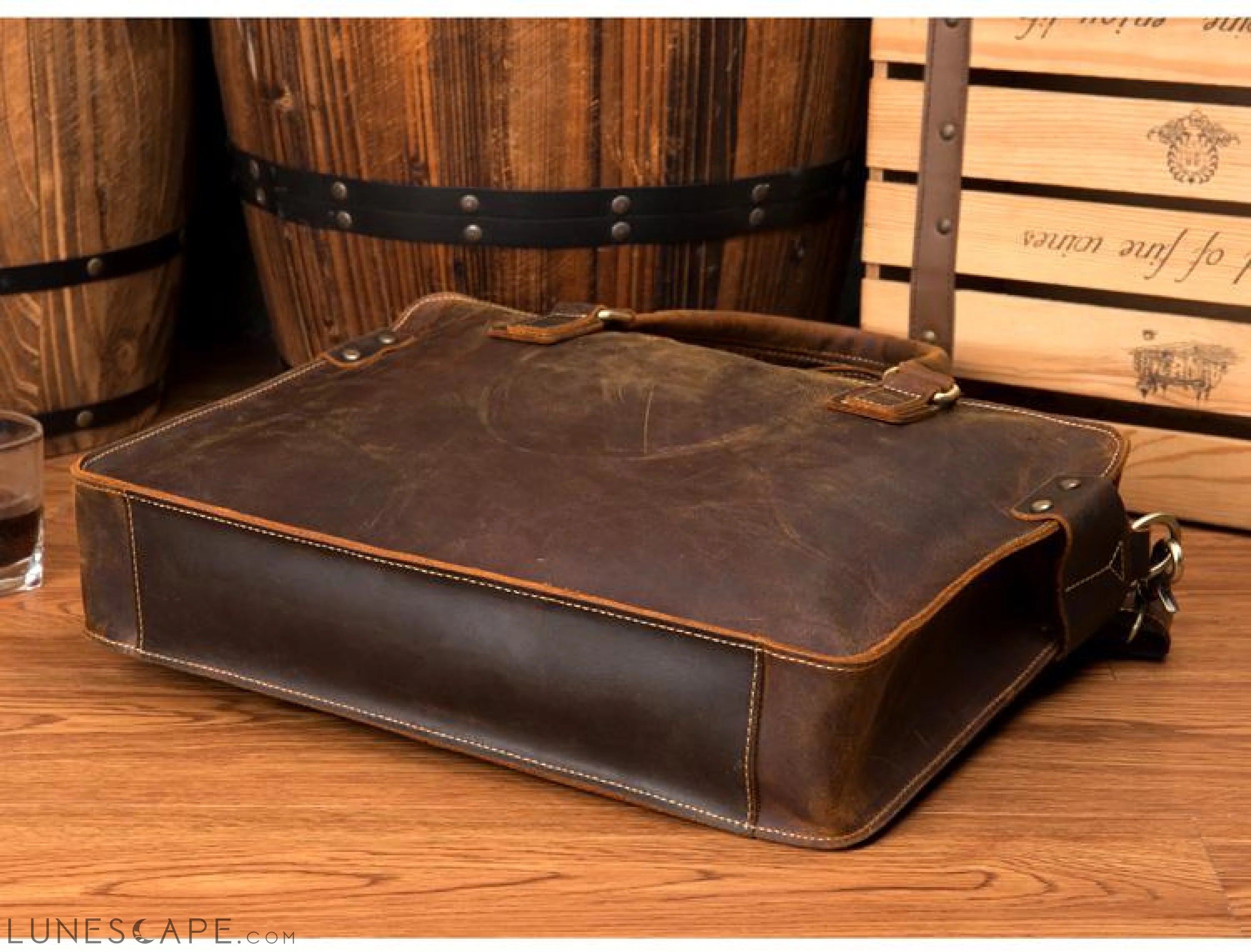 The Viggo Briefcase | Genuine Leather Messenger Bag LUNESCAPE