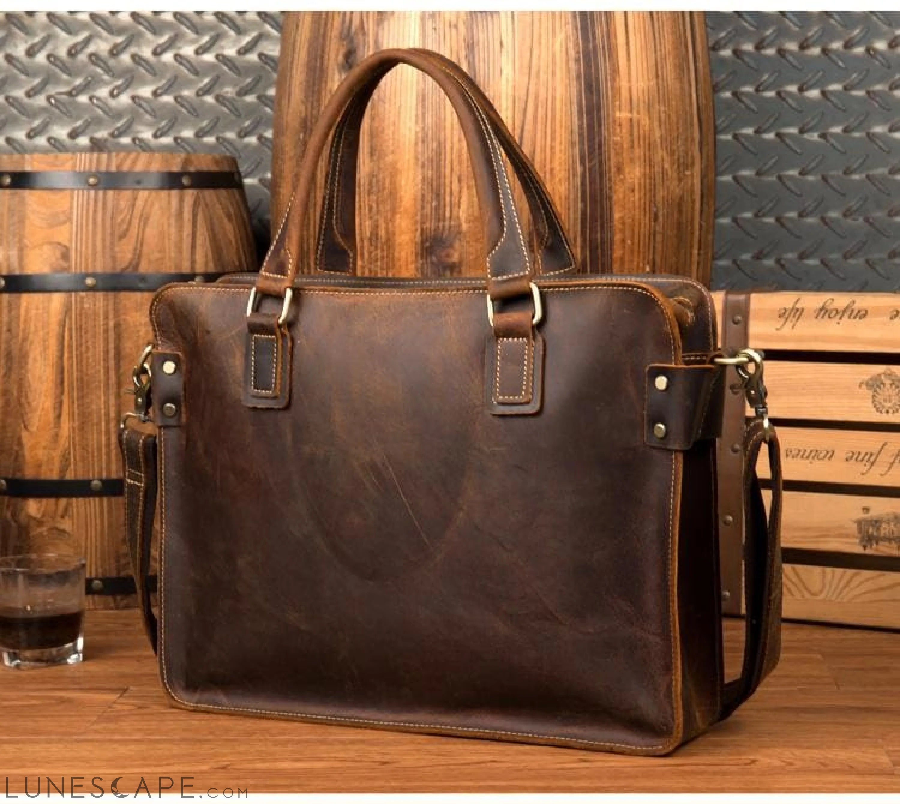 The Viggo Briefcase | Genuine Leather Messenger Bag LUNESCAPE