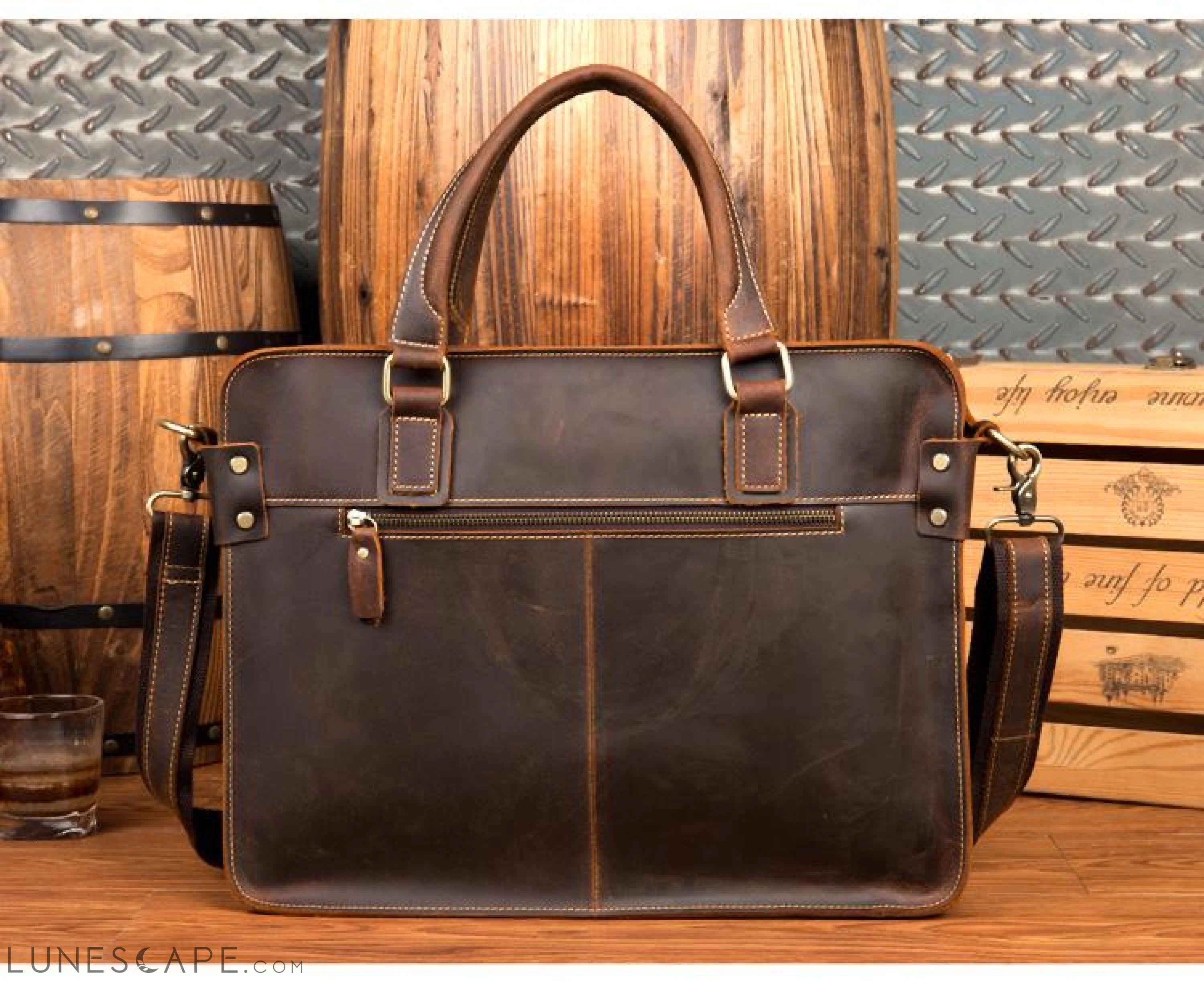 The Viggo Briefcase | Genuine Leather Messenger Bag LUNESCAPE