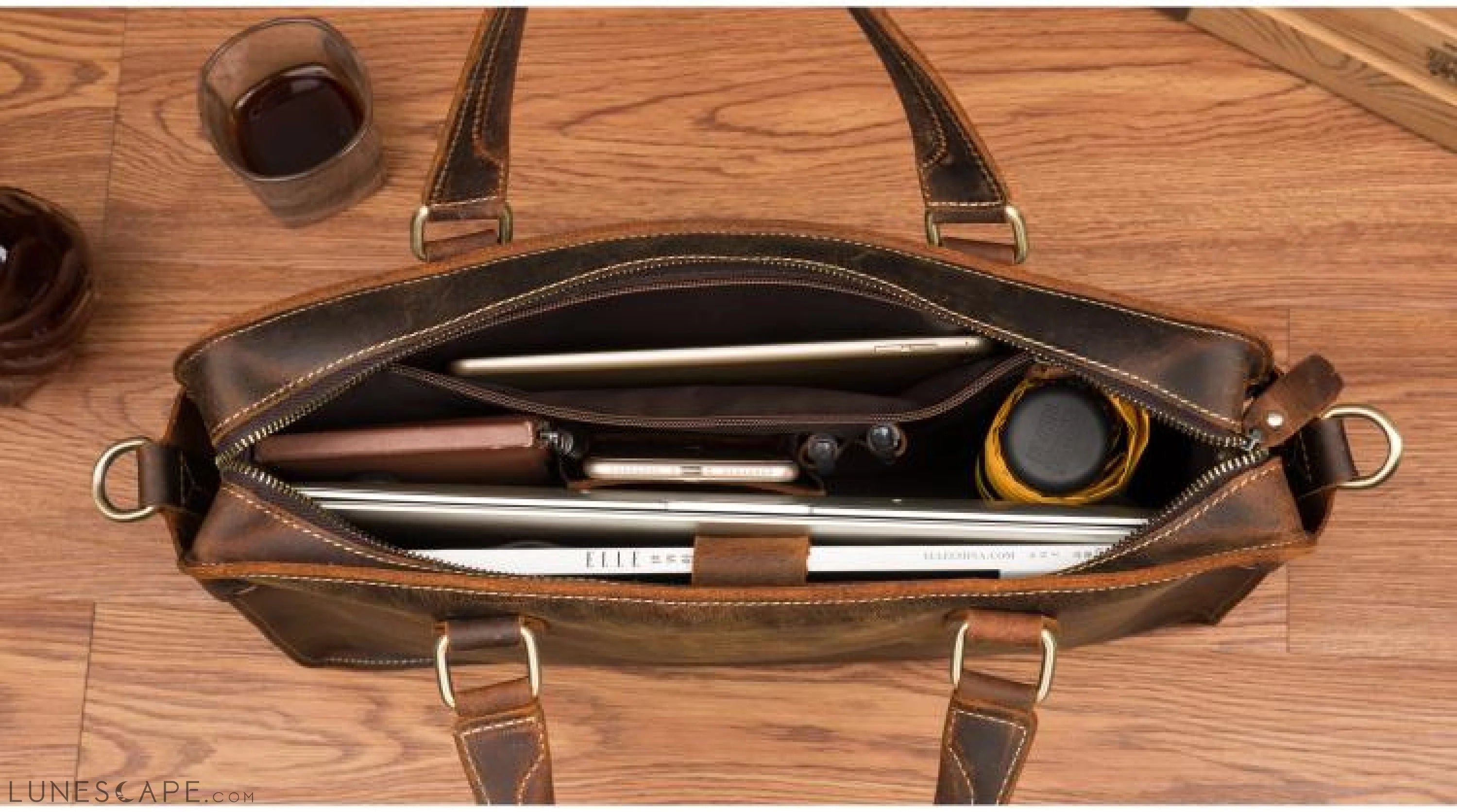 The Viggo Briefcase | Genuine Leather Messenger Bag LUNESCAPE