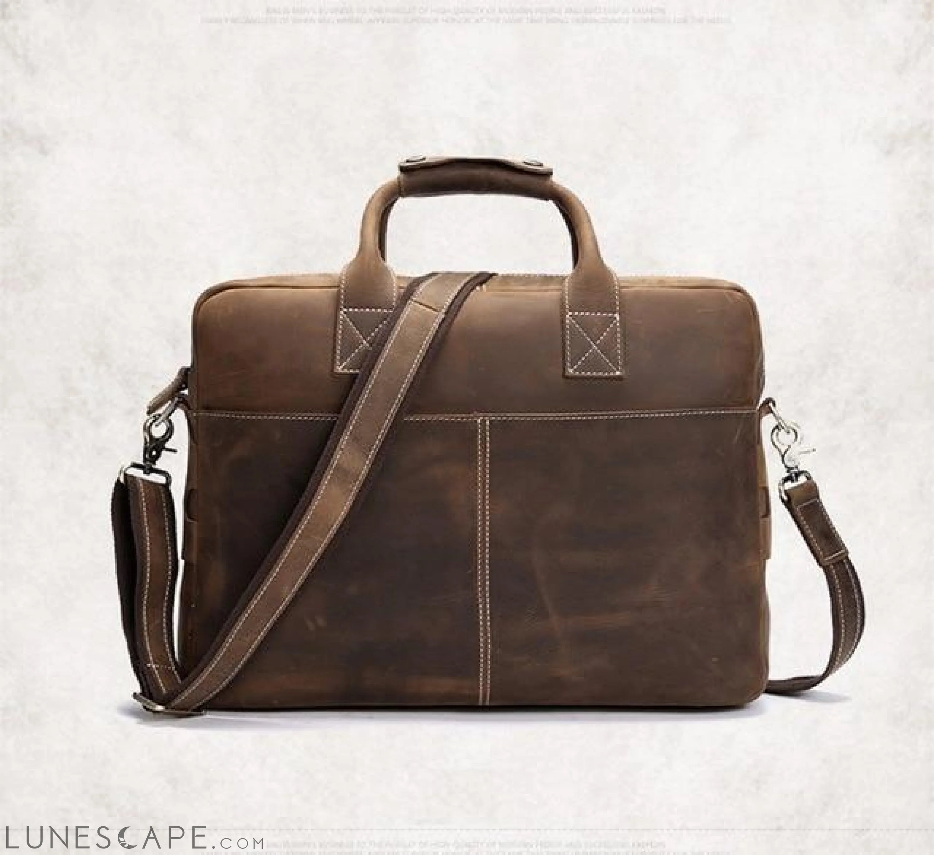 The Welch Briefcase | Vintage Leather Messenger Bag LUNESCAPE