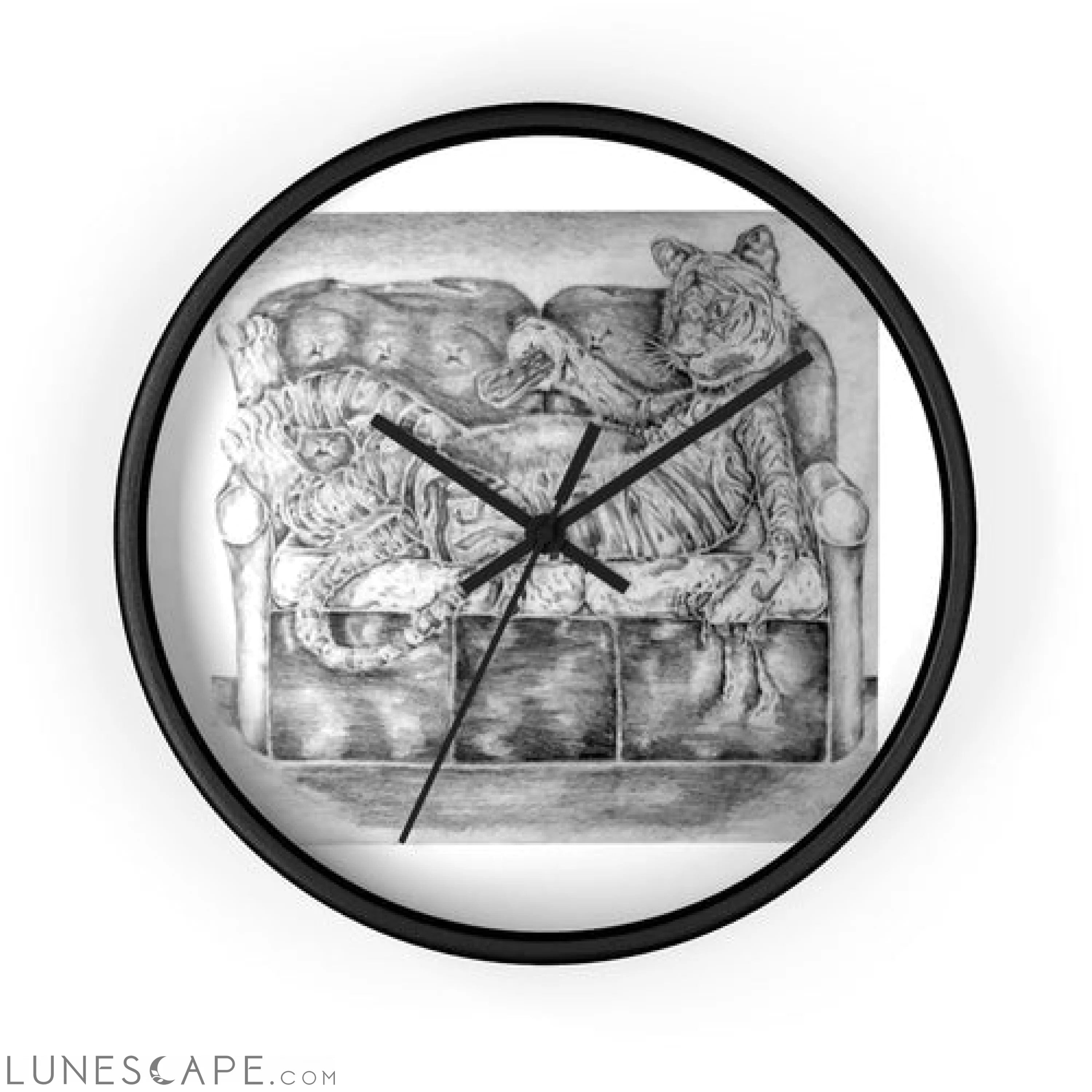 Tiger on a Couch Wall clock LUNESCAPE