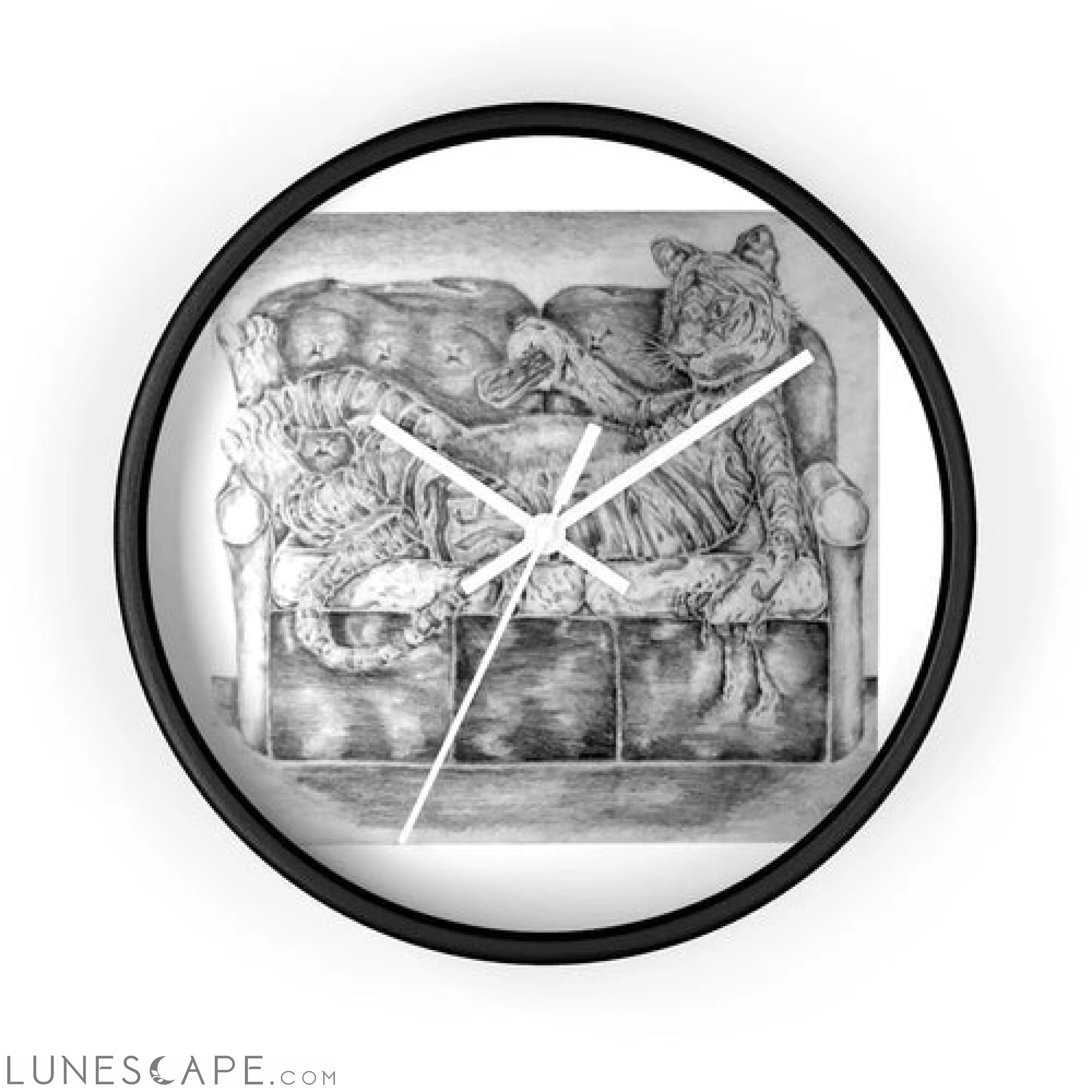 Tiger on a Couch Wall clock LUNESCAPE