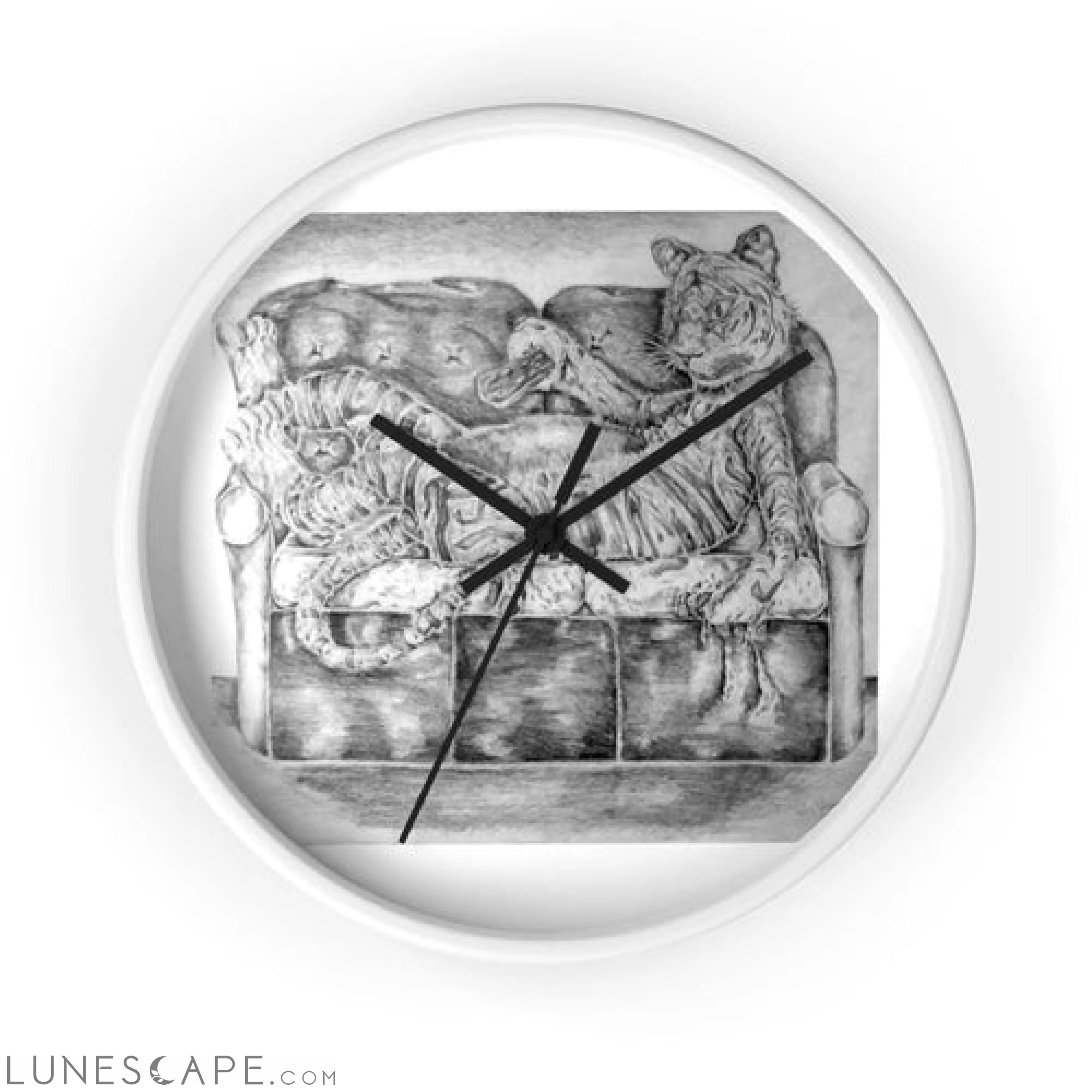 Tiger on a Couch Wall clock LUNESCAPE