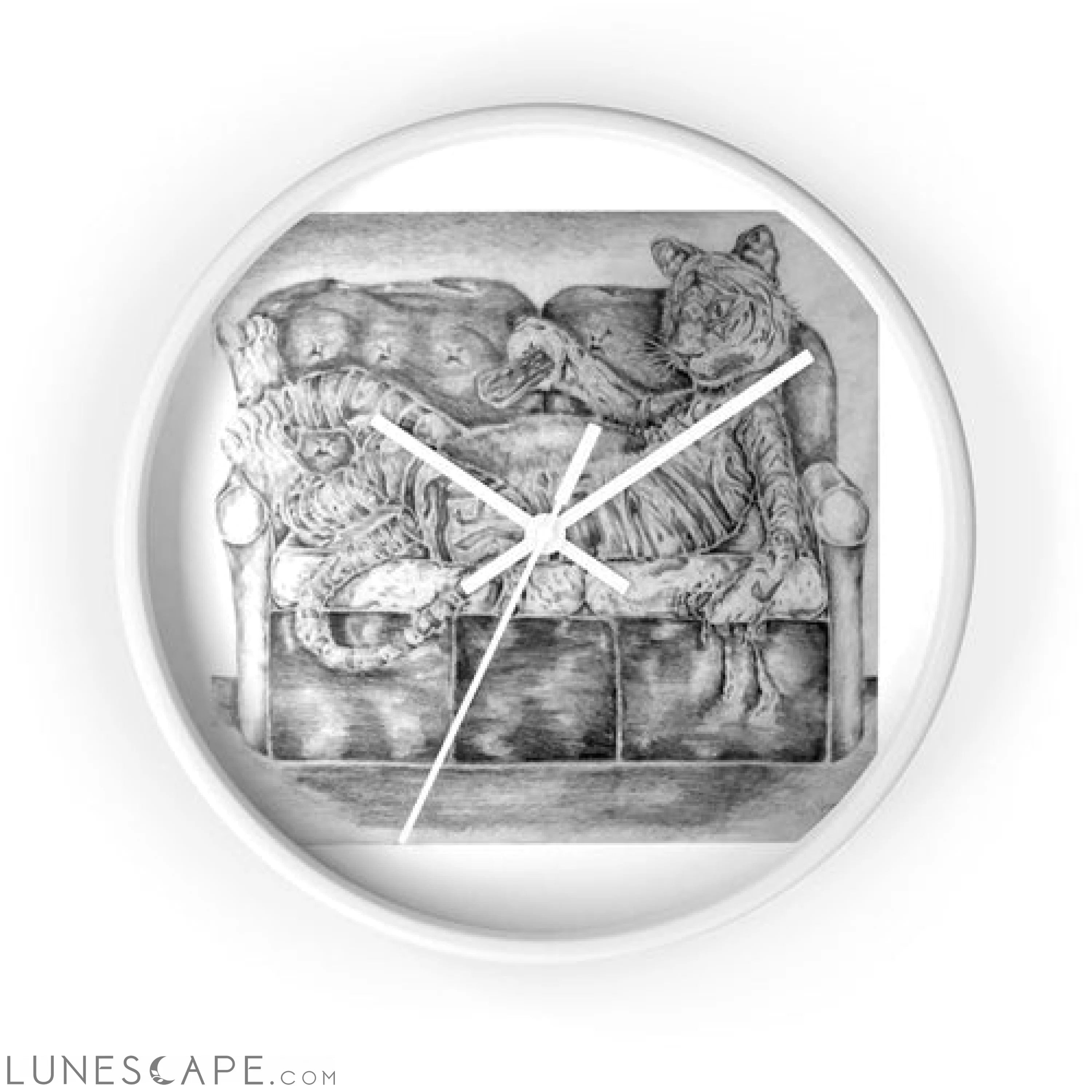 Tiger on a Couch Wall clock LUNESCAPE