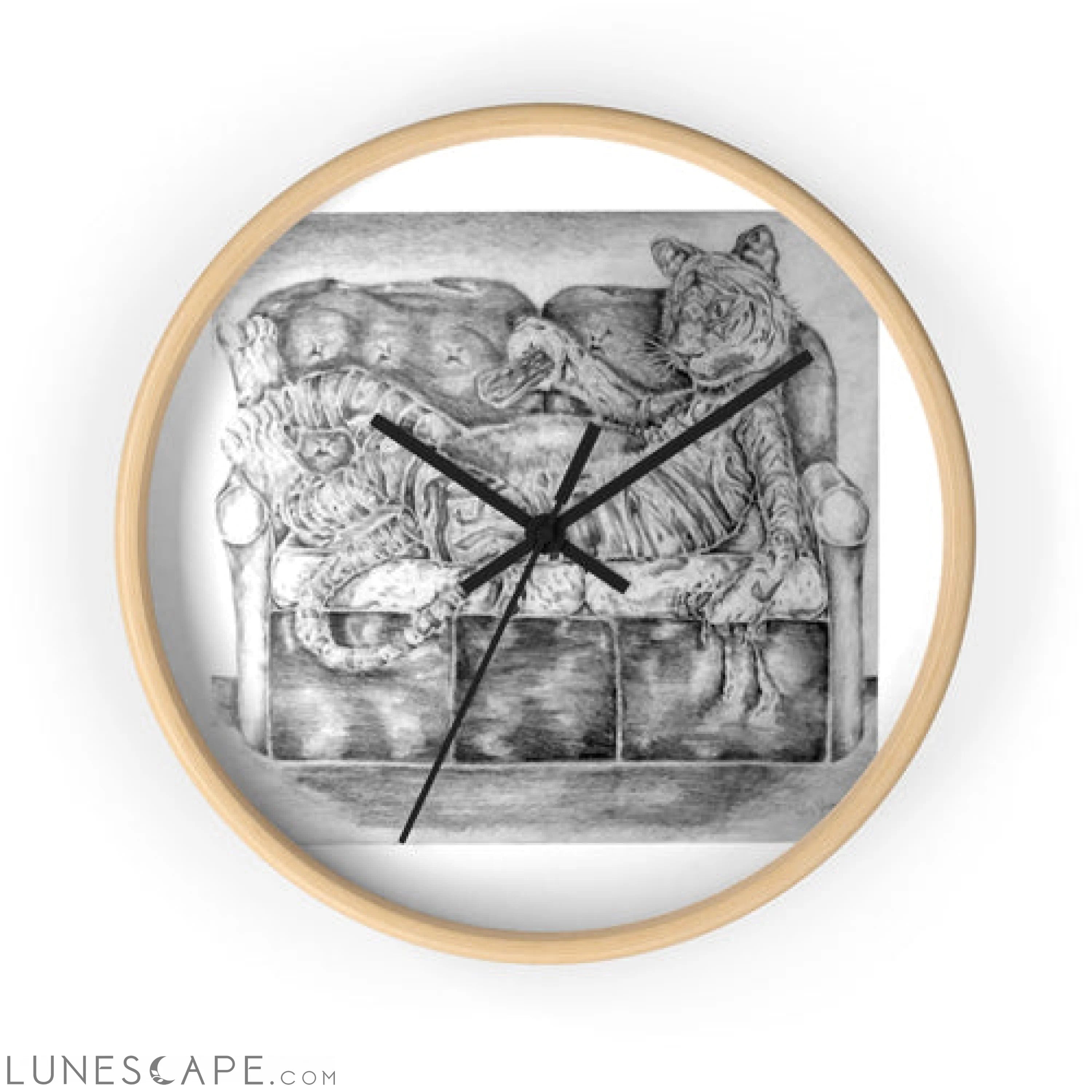Tiger on a Couch Wall clock LUNESCAPE