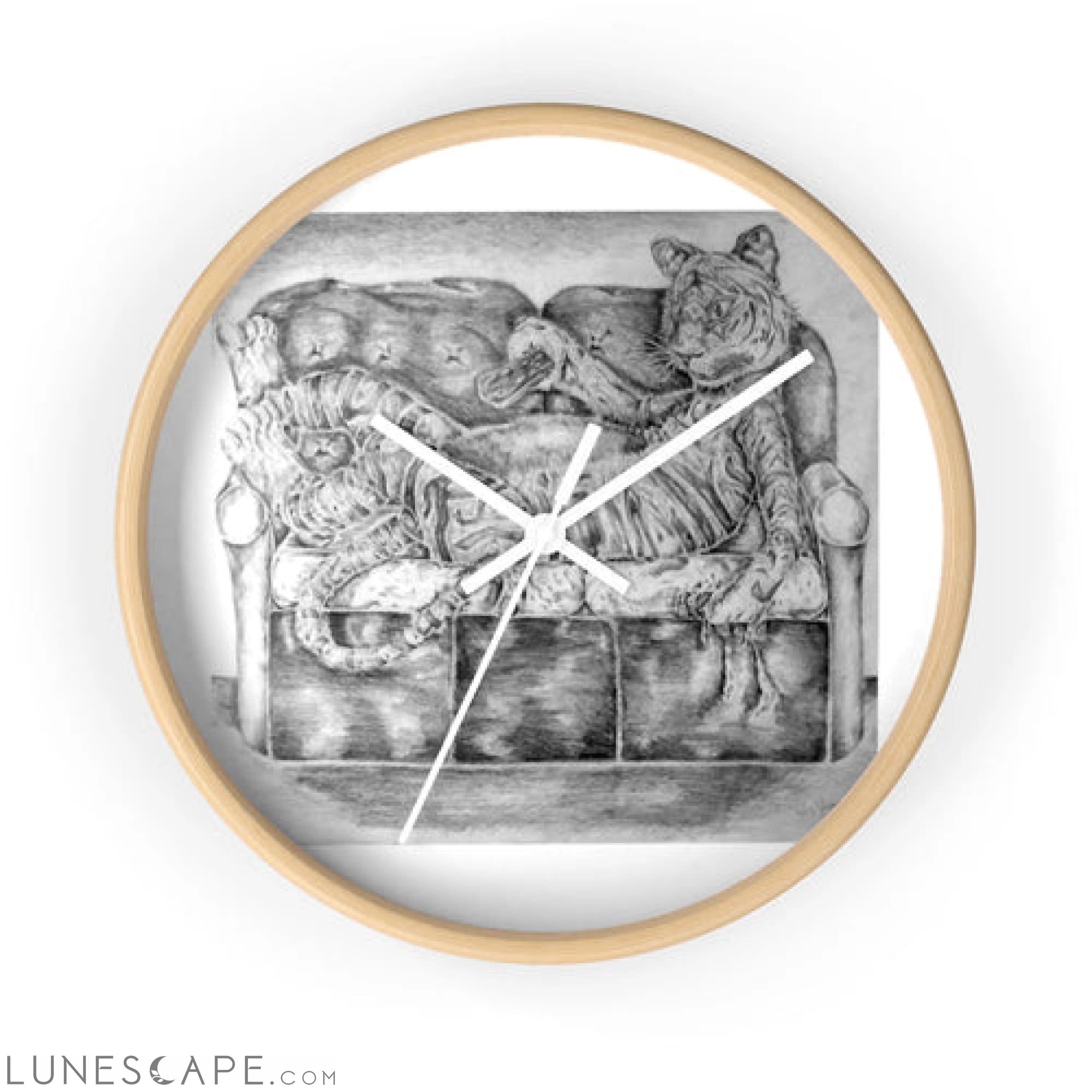 Tiger on a Couch Wall clock LUNESCAPE