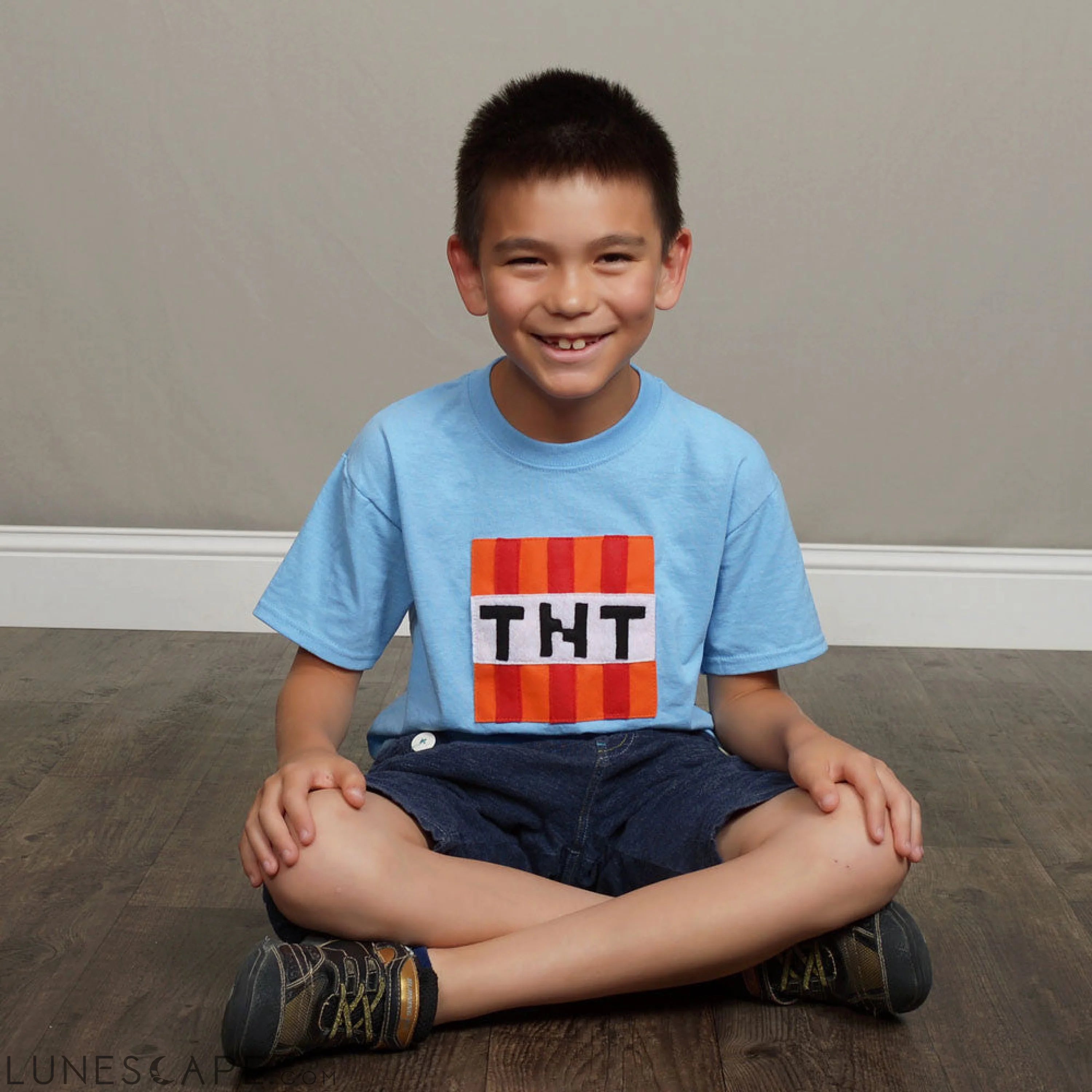 TNT - Minecraft Inspired - Kids Light Blue T-Shirt LUNESCAPE