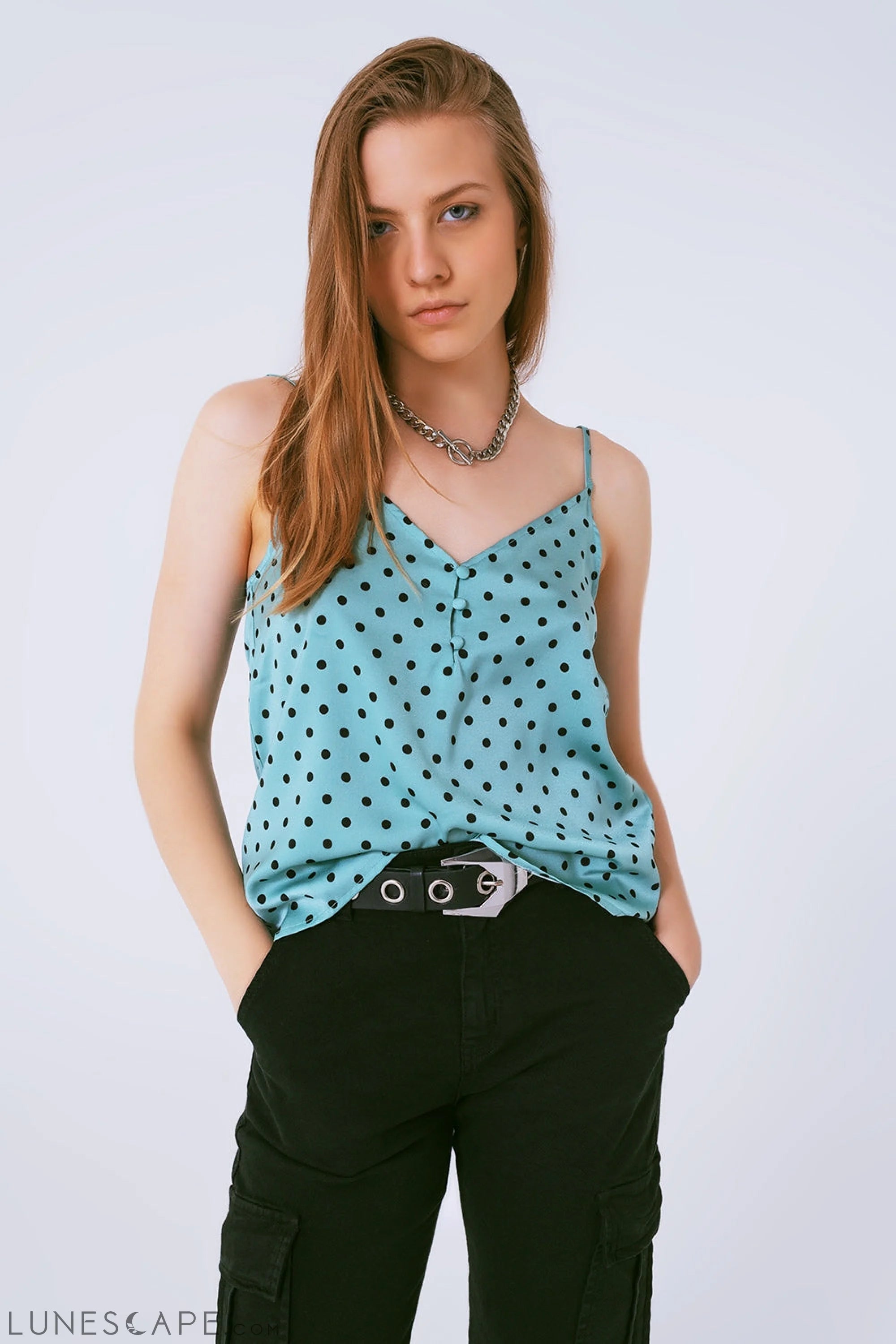 Top in Polka Dot Green LUNESCAPE