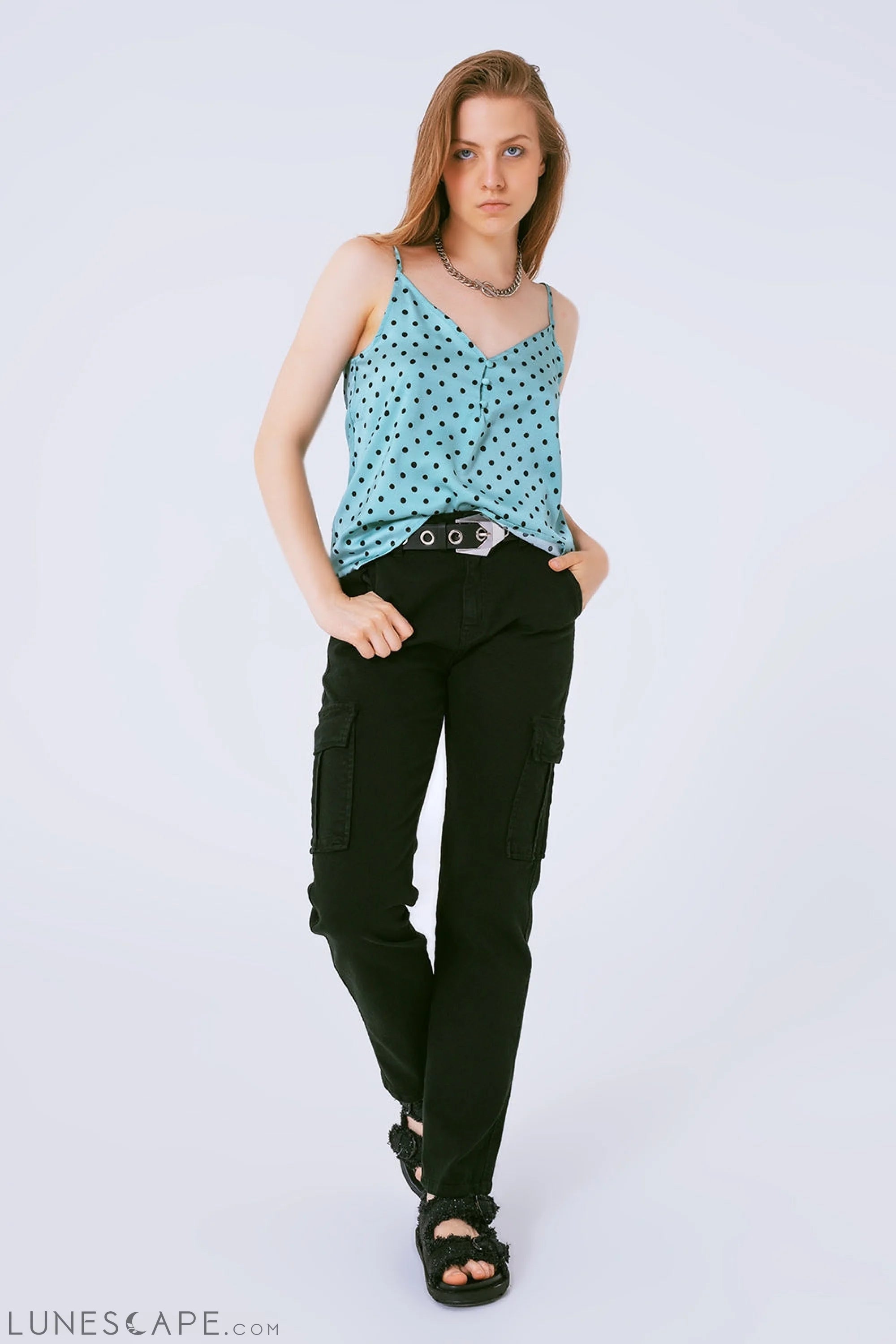 Top in Polka Dot Green LUNESCAPE