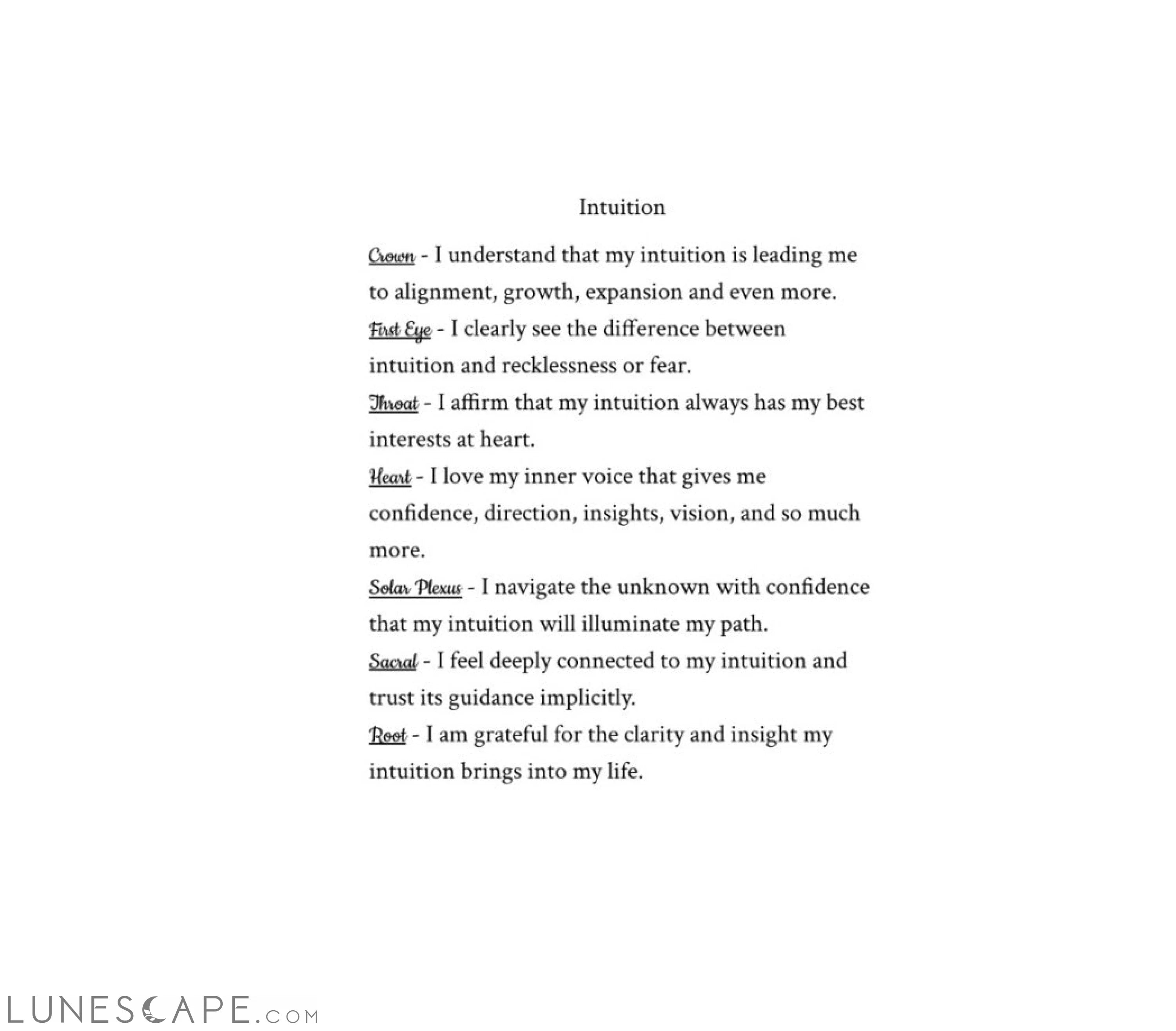 Tranquil Moments: 30 Days of Chakra Affirmations LUNESCAPE