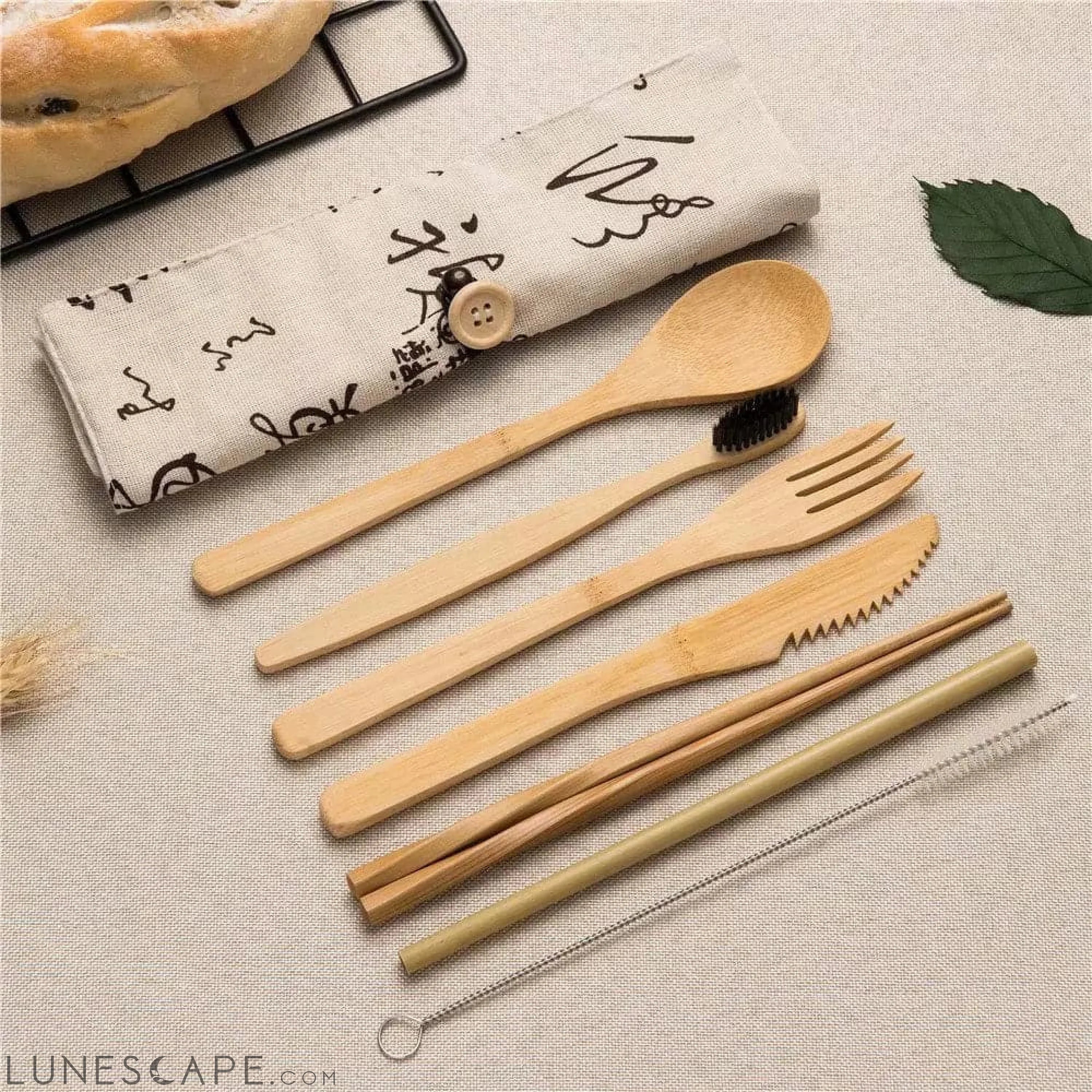 Travel-Friendly Bamboo Flatware Utensil Set LUNESCAPE