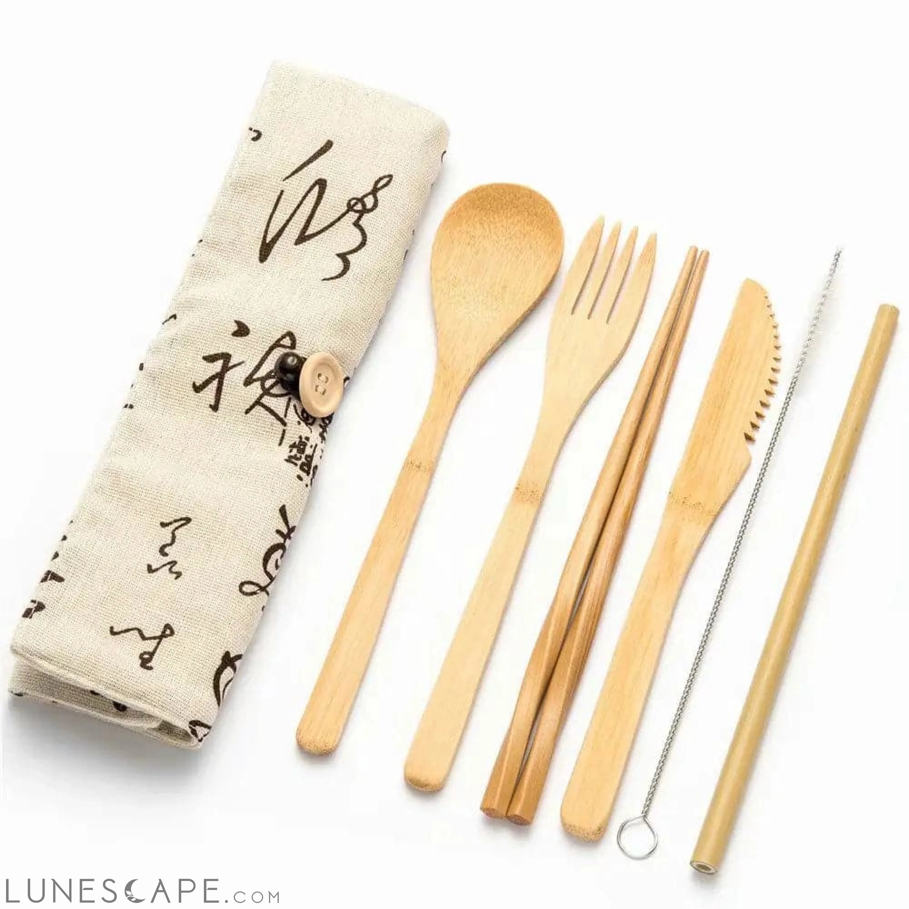 Travel-Friendly Bamboo Flatware Utensil Set LUNESCAPE