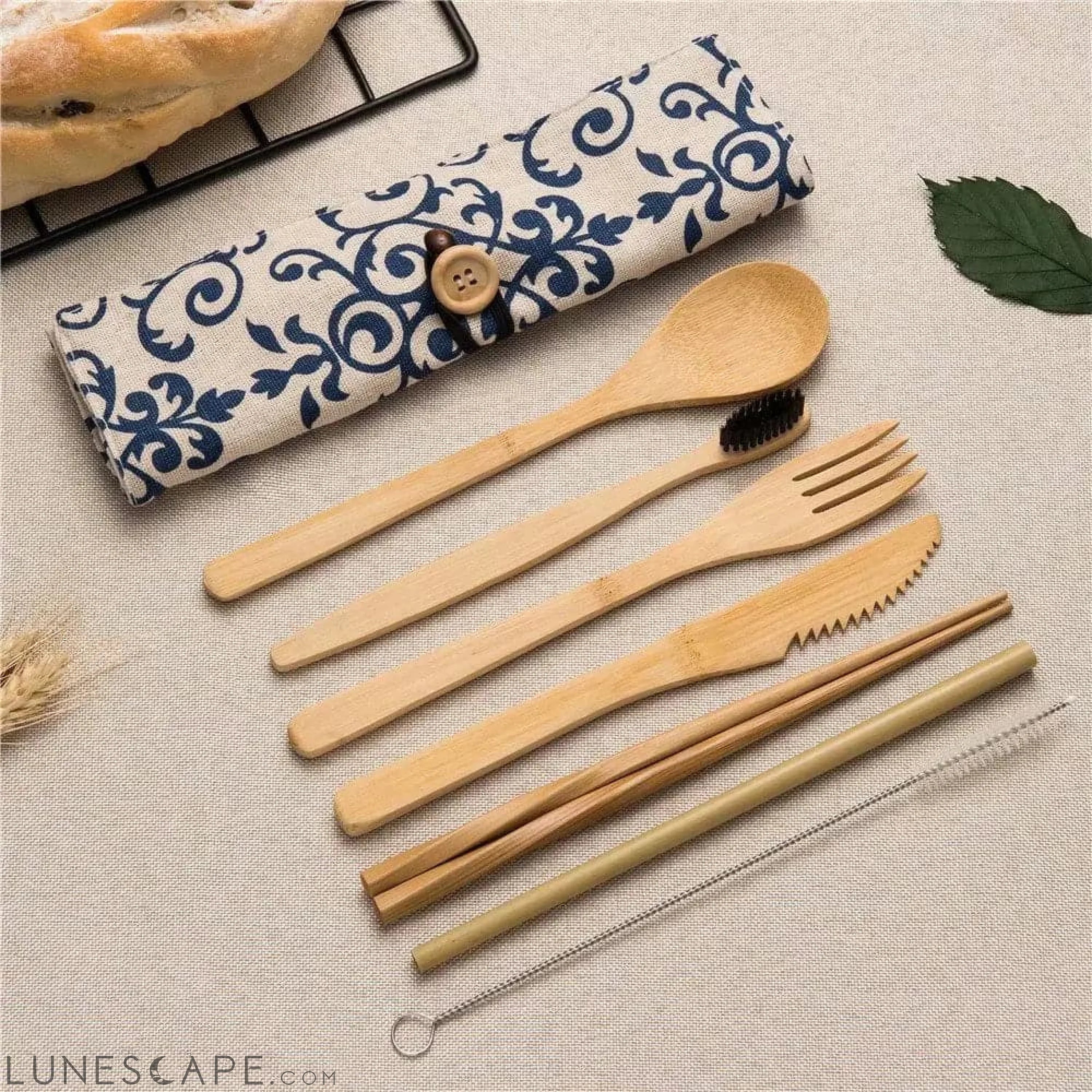 Travel-Friendly Bamboo Flatware Utensil Set LUNESCAPE