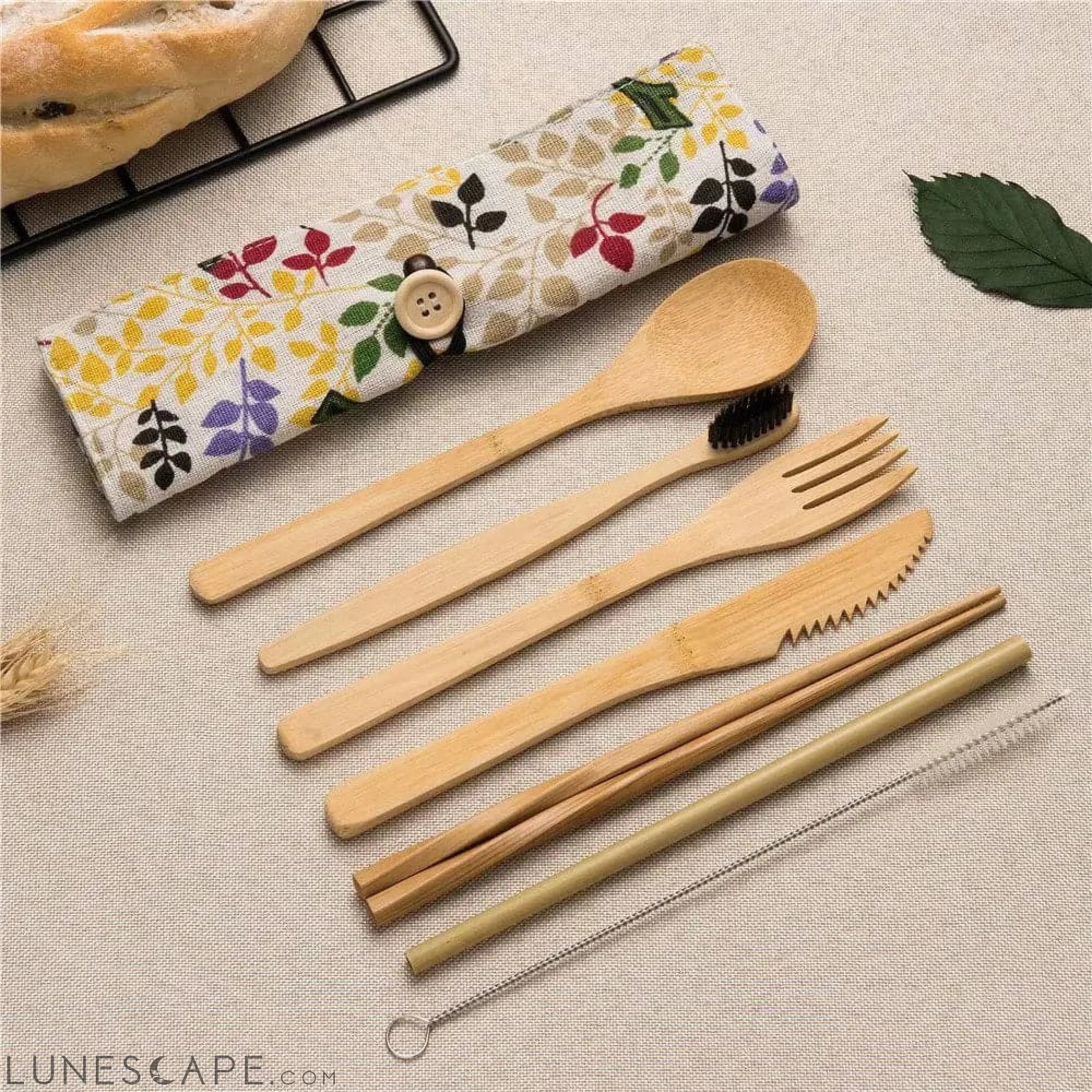 Travel-Friendly Bamboo Flatware Utensil Set LUNESCAPE