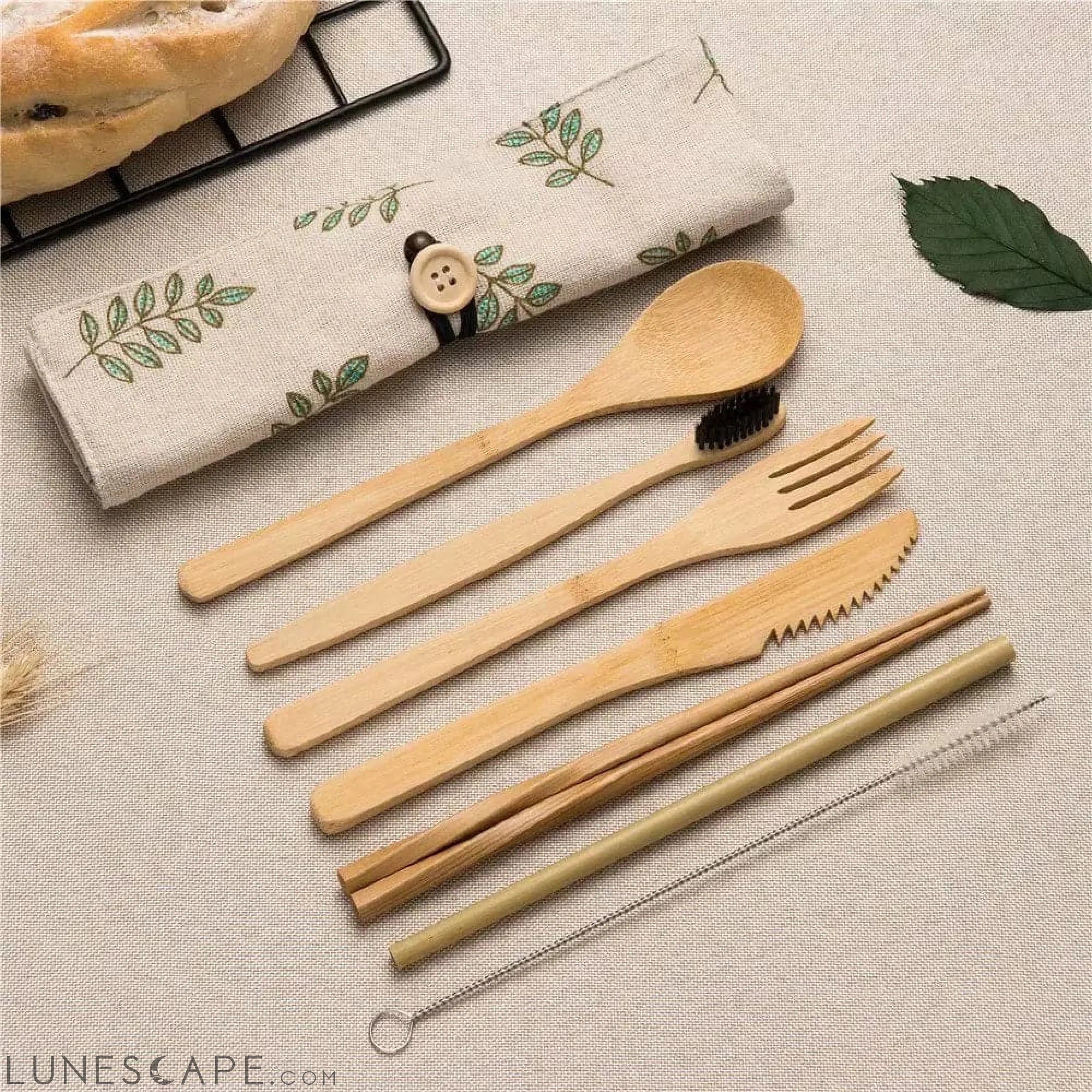 Travel-Friendly Bamboo Flatware Utensil Set LUNESCAPE