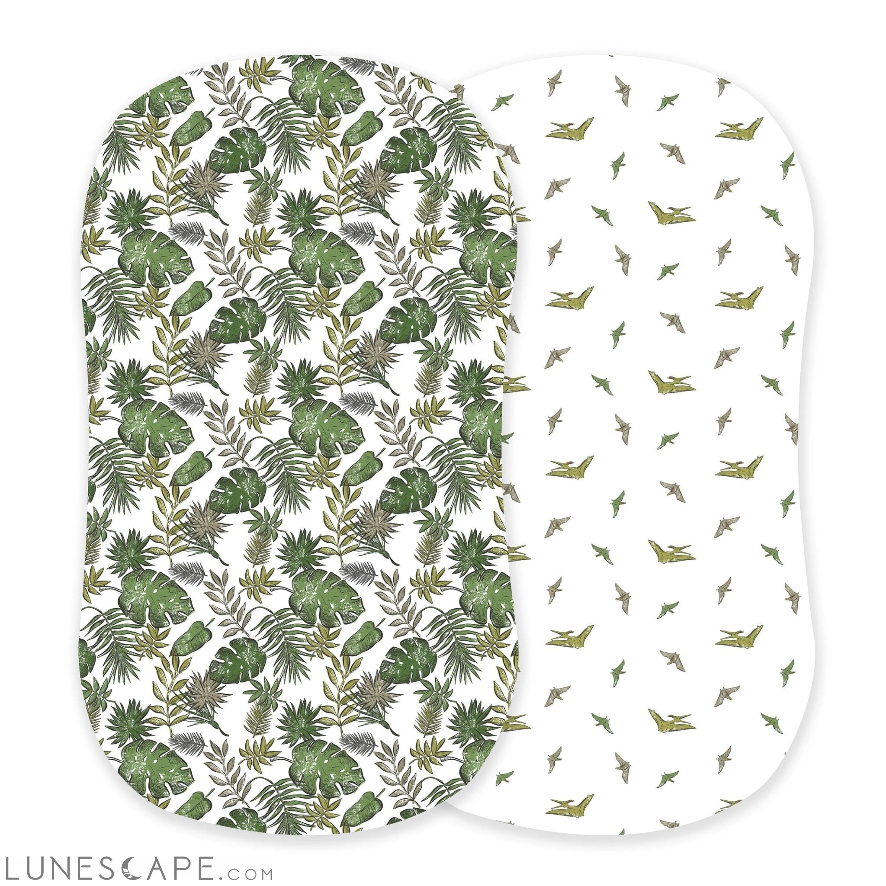 Tropical Forest and Pteranodon Cotton Changing Pad Cover/Bassinet Sheets LUNESCAPE