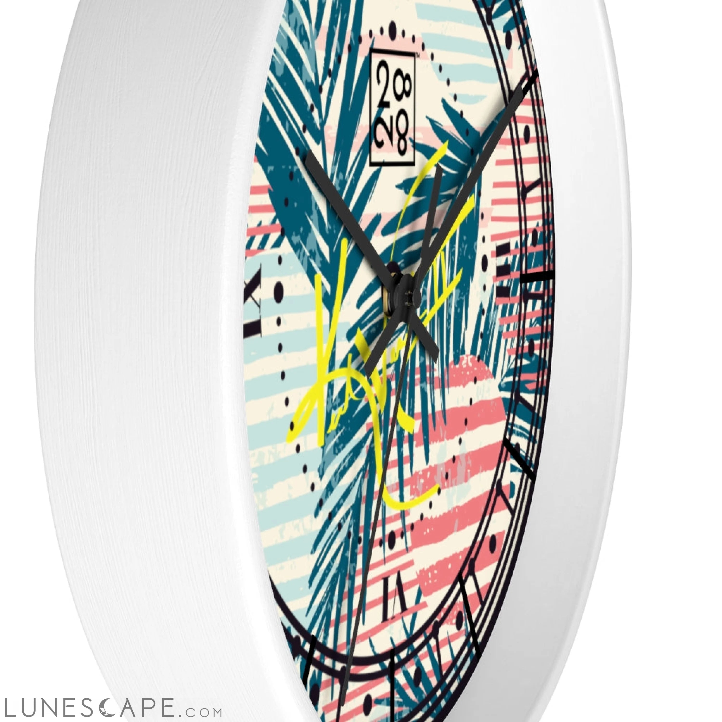 Tropical Palms Stripe Dot Geometric Clock LUNESCAPE