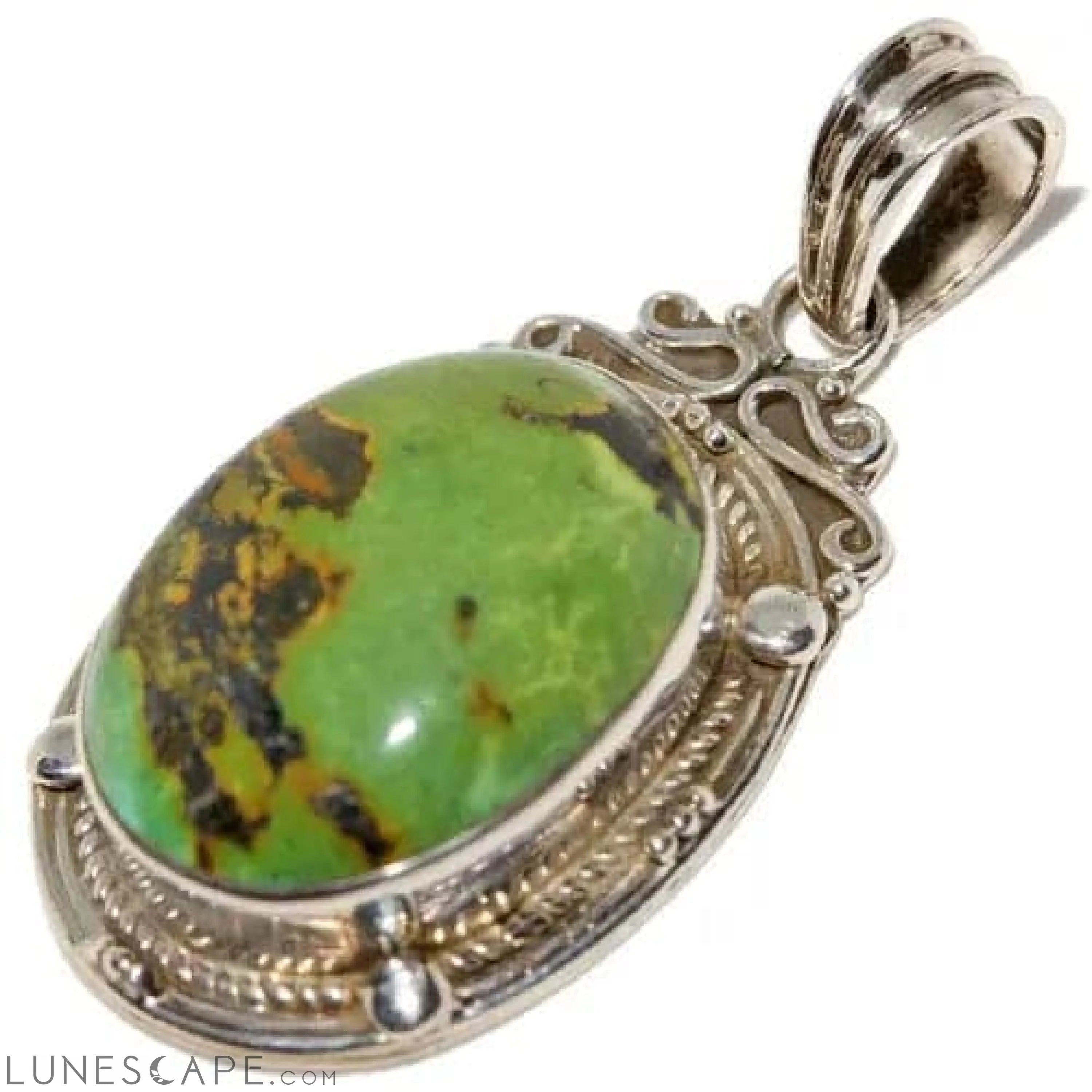Turquoise Cabochon Pendant in Sterling Silver LUNESCAPE