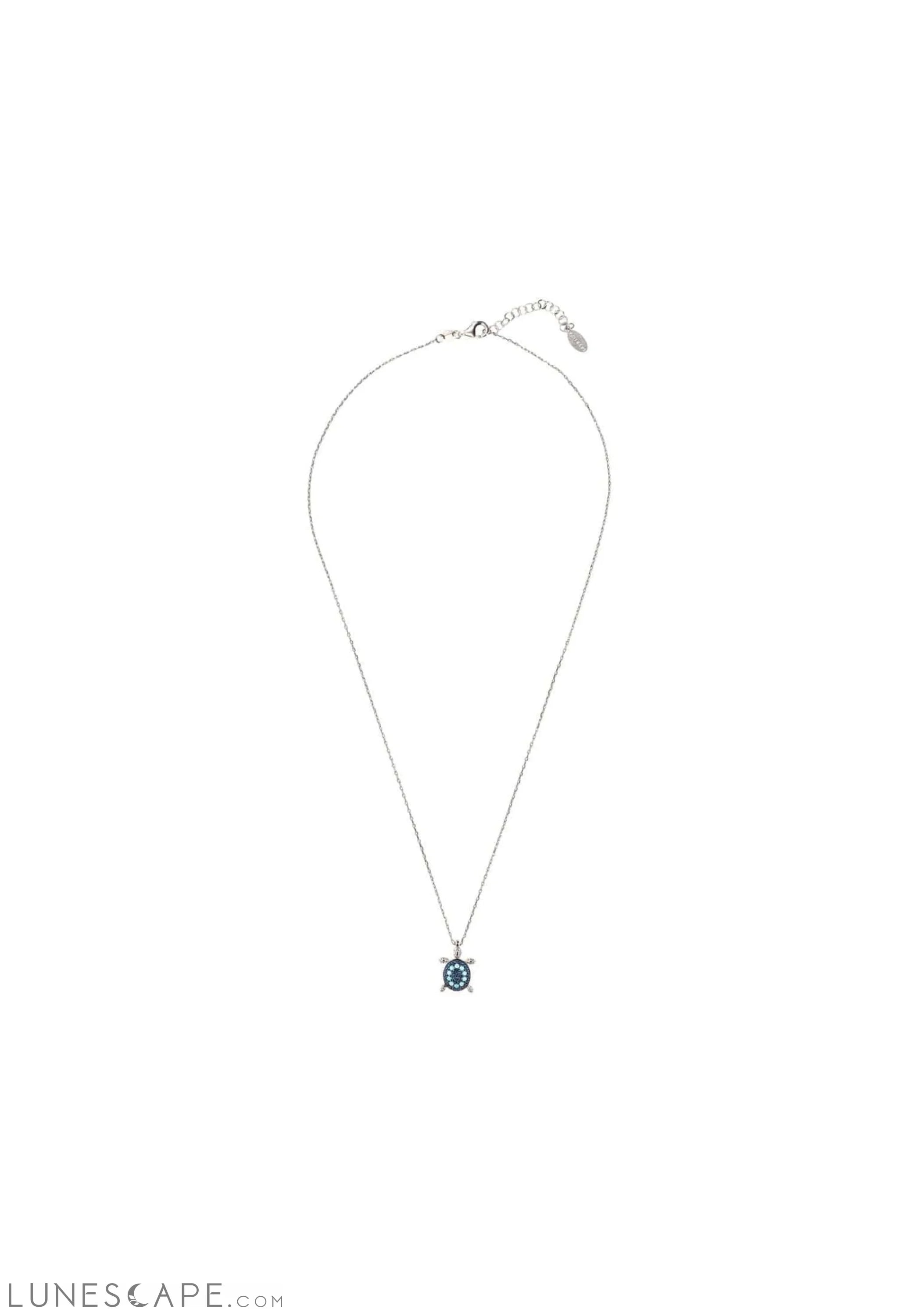 Turtle Turquoise Blue Pendant Necklace Silver LUNESCAPE