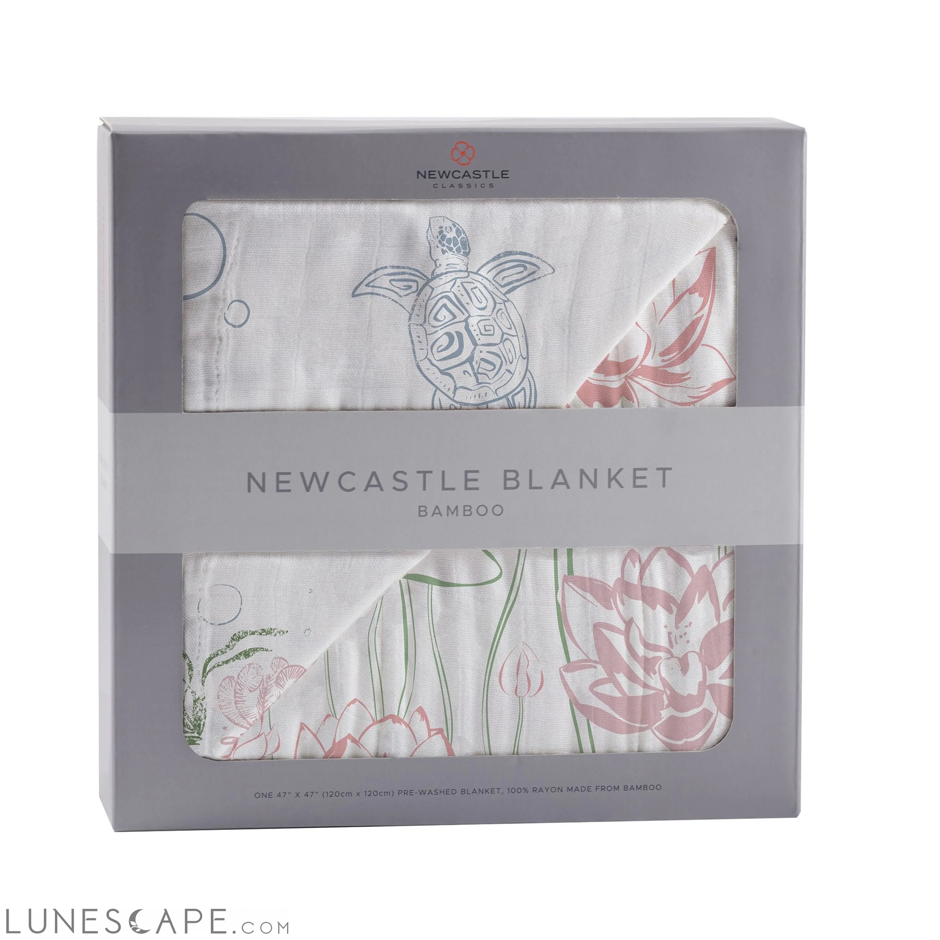 Turtles and Water Lily Bamboo Muslin Newcastle Blanket LUNESCAPE