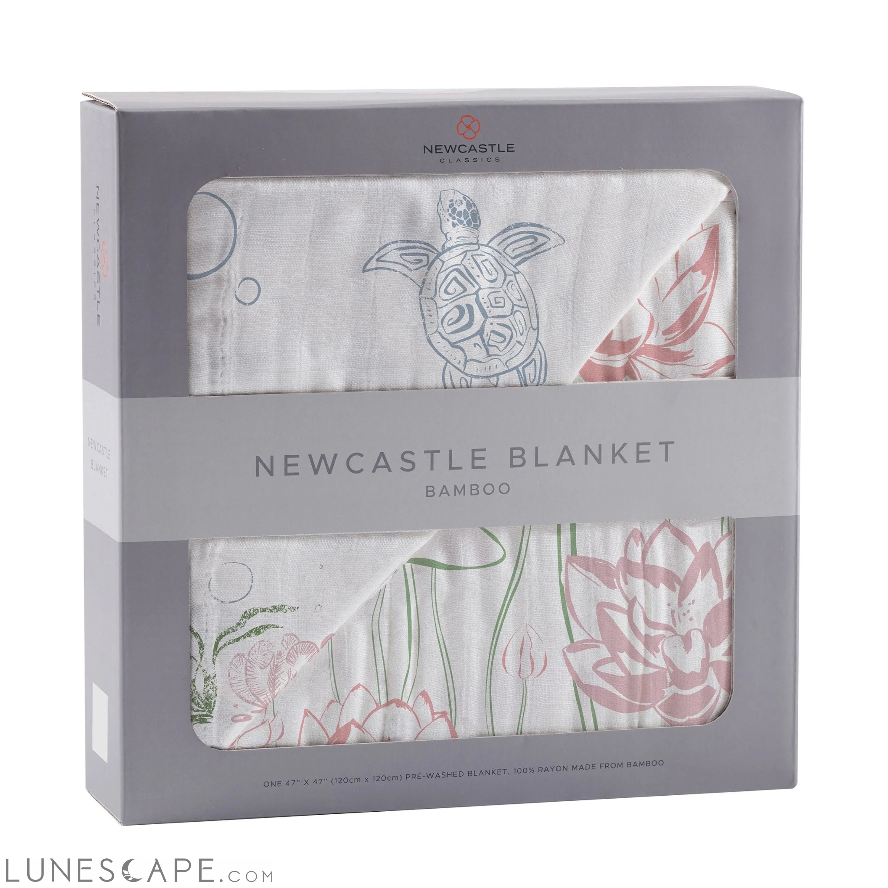 Turtles and Water Lily Bamboo Muslin Newcastle Blanket LUNESCAPE