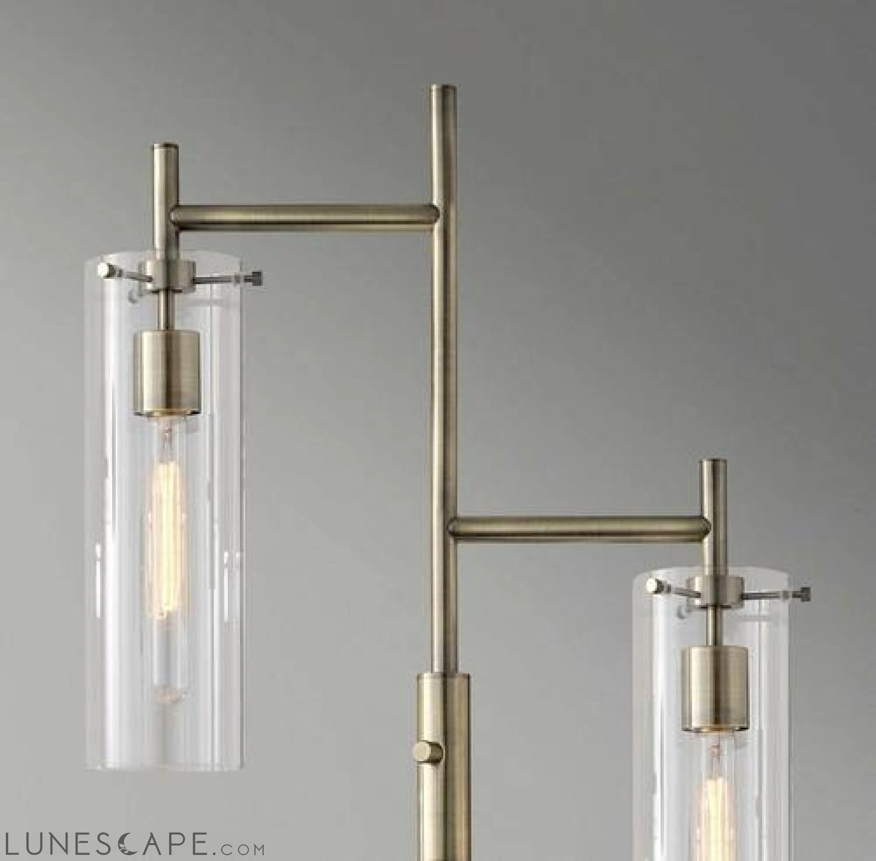 Two Light Modern Floor Lamp Clear Glass Cylinder Shade LUNESCAPE