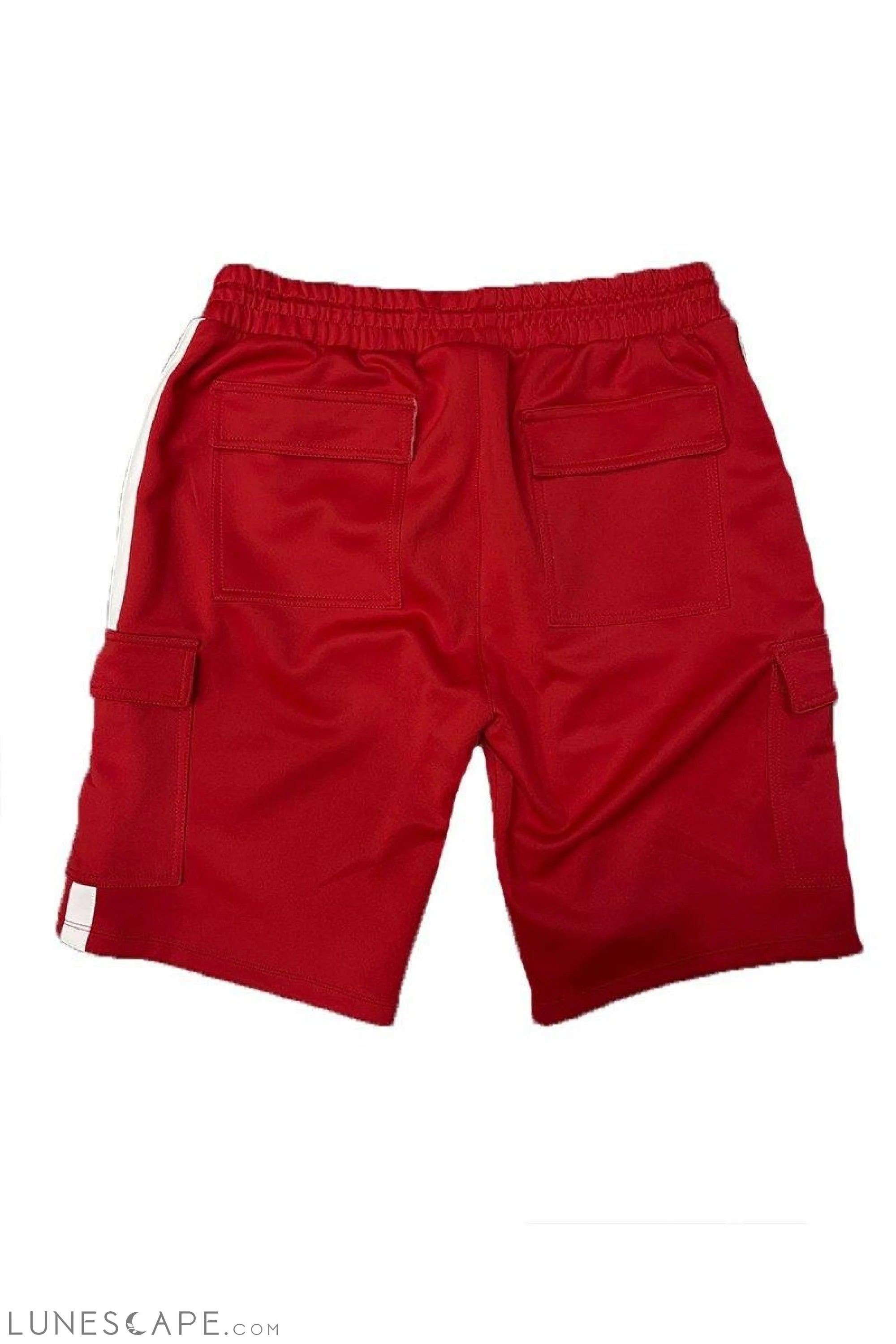TWO STRIPE CARGO POCKET SHORT - RED LUNESCAPE