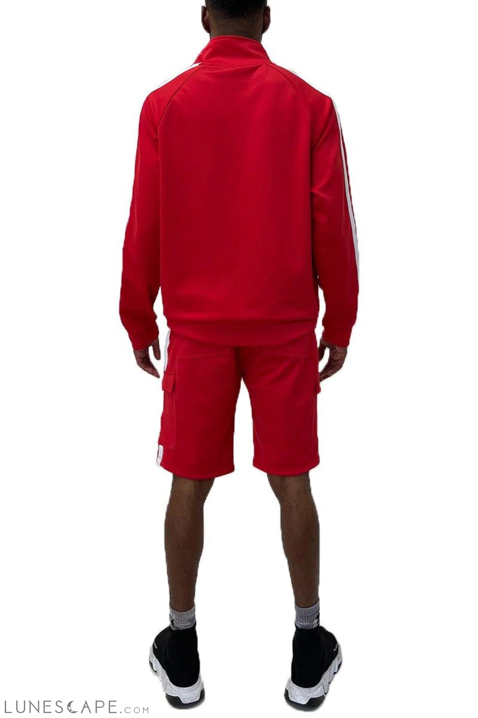 TWO STRIPE CARGO SHORT SET - RED LUNESCAPE