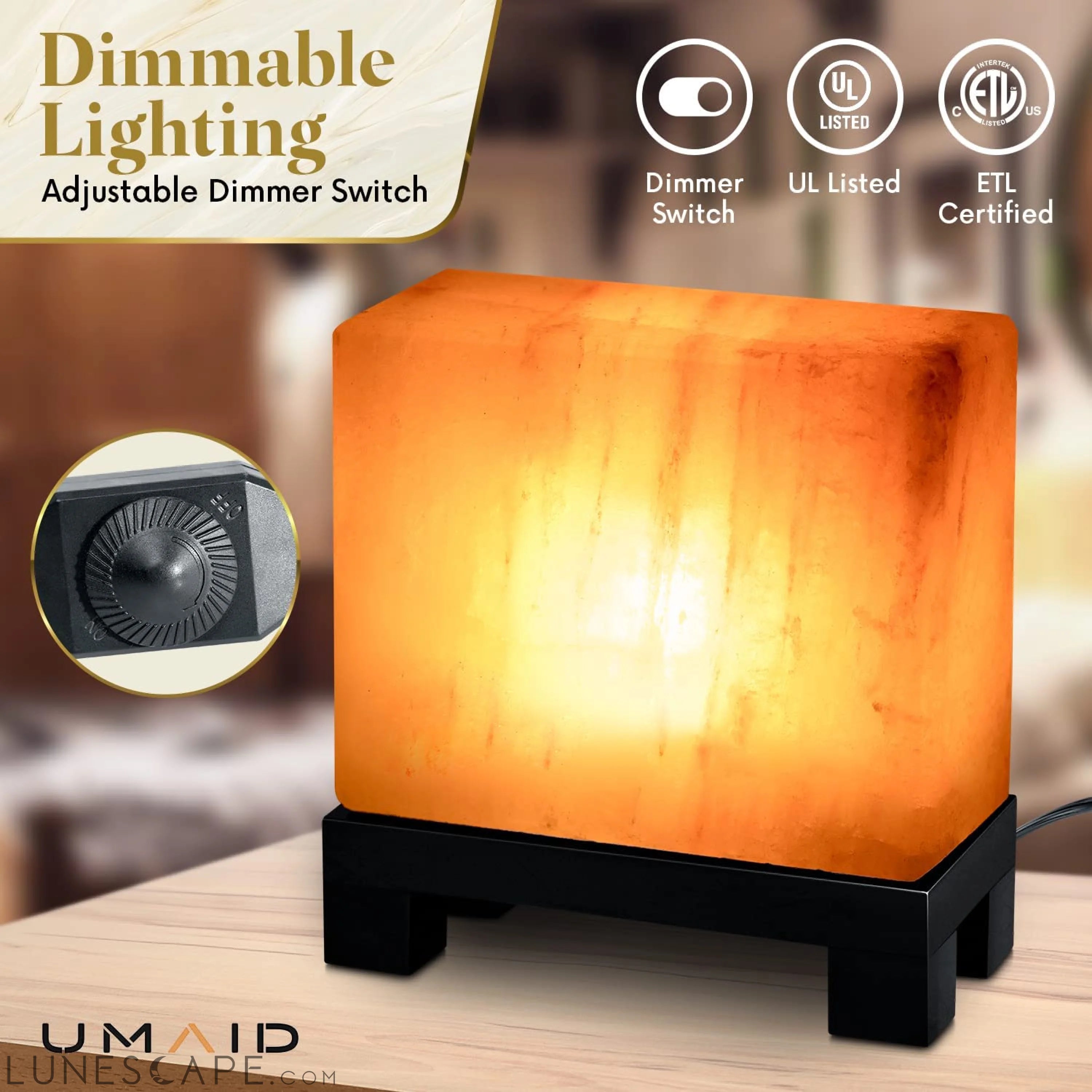 UMAID Authentic Natural Himalayan Salt Lamp, Hand-Carved Modern LUNESCAPE
