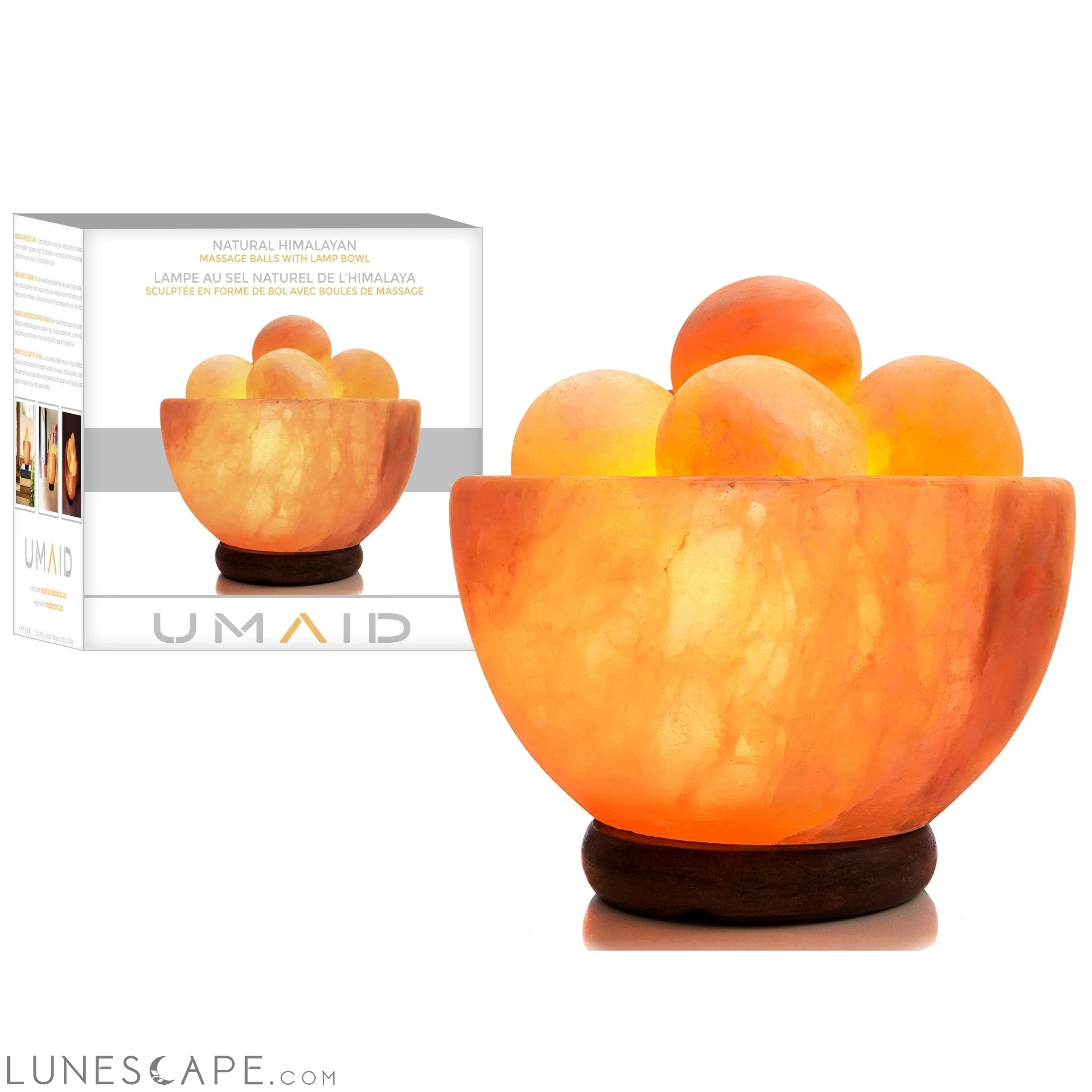 UMAID Natural Himalayan Rock Sea Salt Lamp Bowl with 6 Heated Salt LUNESCAPE