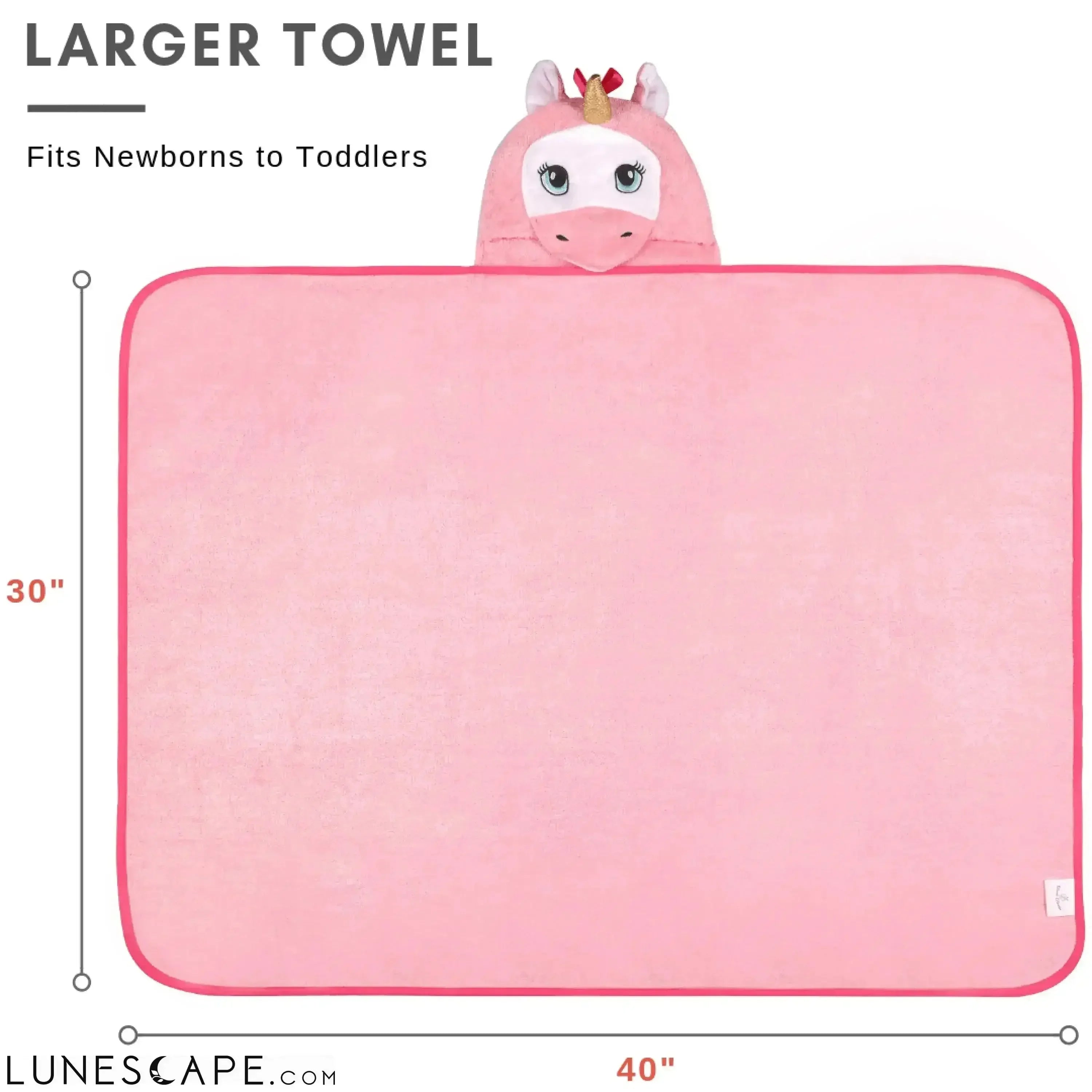 Unicorn Organic Bamboo Hooded Bath Towel - Pink LUNESCAPE