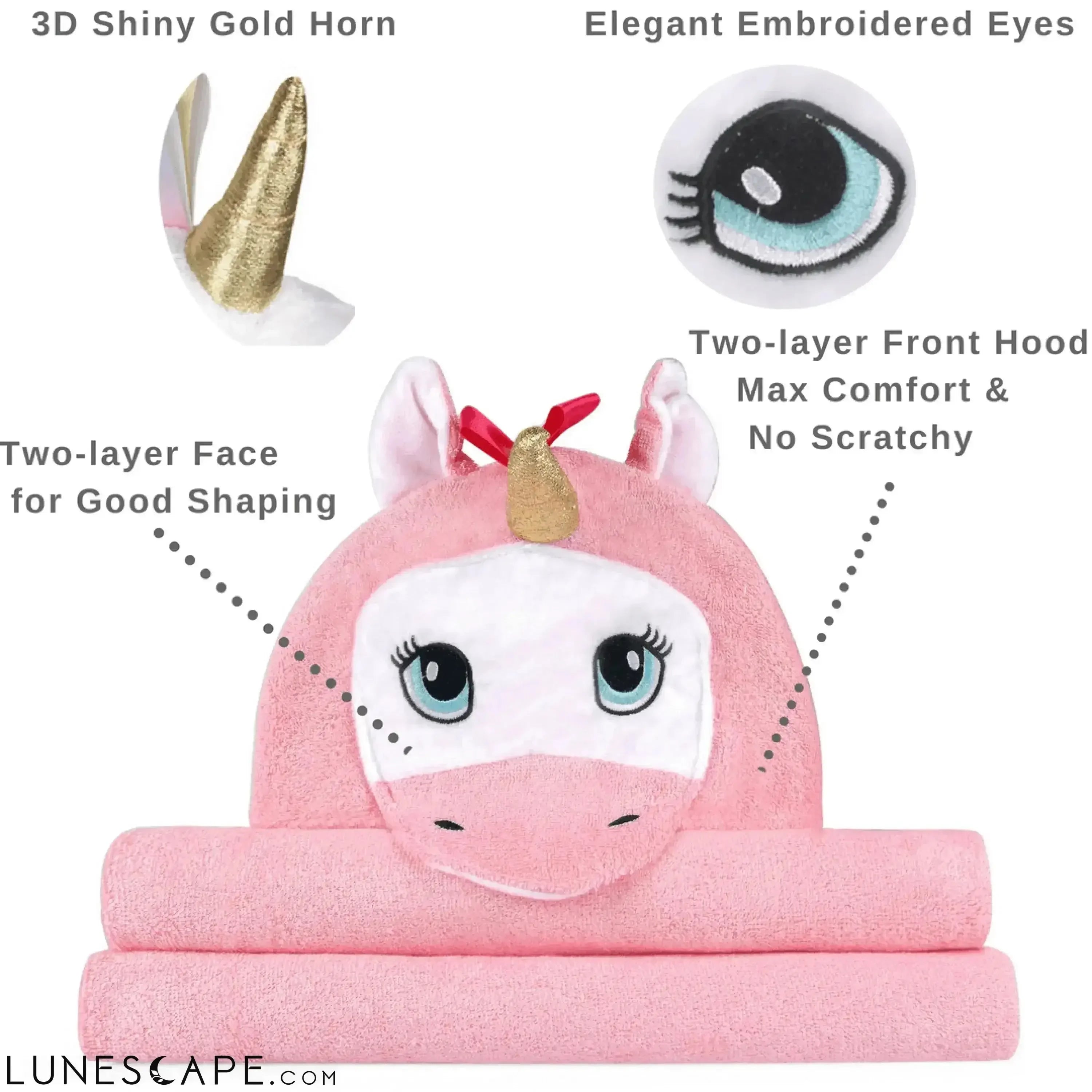 Unicorn Organic Bamboo Hooded Bath Towel - Pink LUNESCAPE