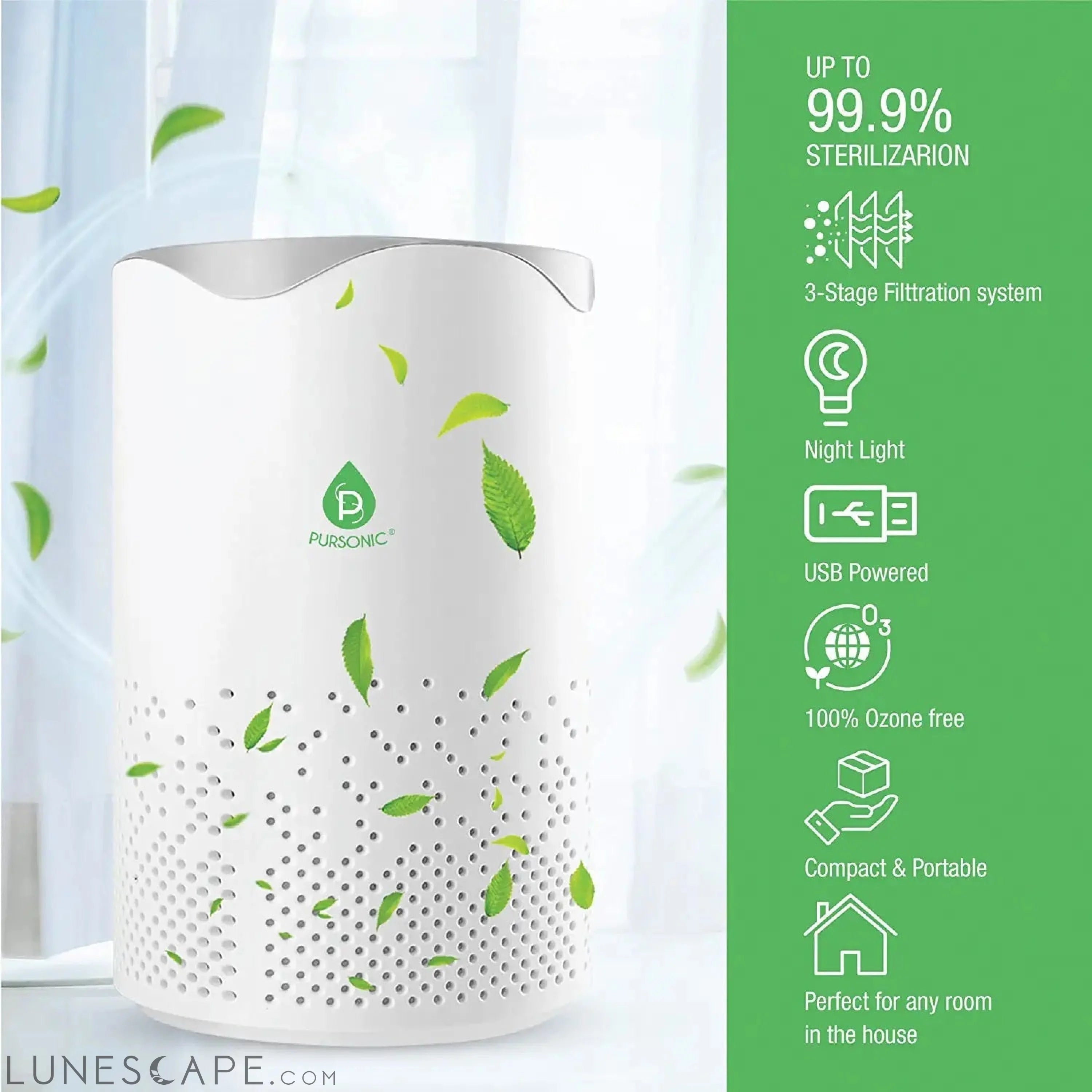 USB Powered True HEPA Air Purifier LUNESCAPE